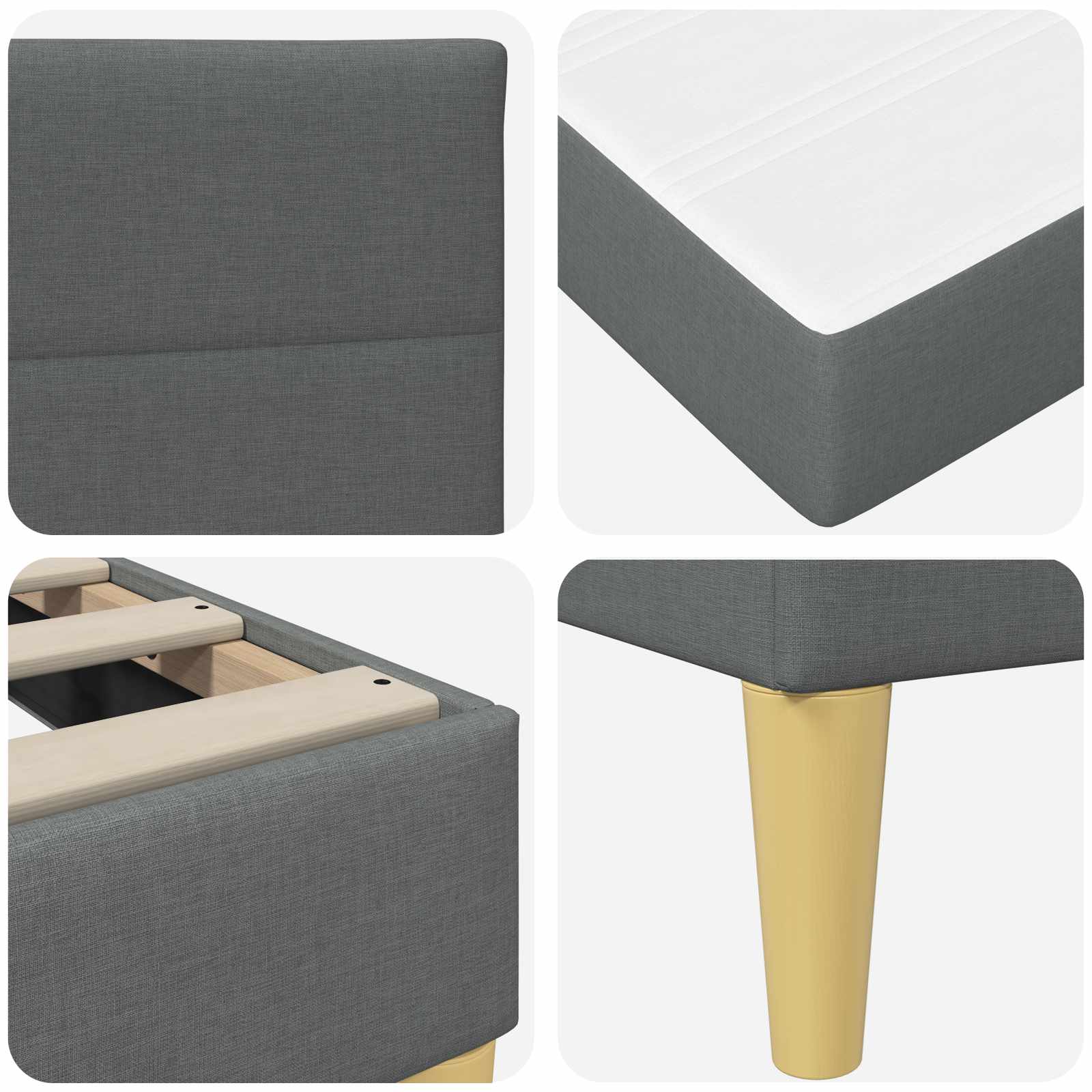 Bedframe met matras 2 pcs Donkergrijs 90 x 190 cm Stof is nu te koop bij PeponiXL, paradijselijk wonen!