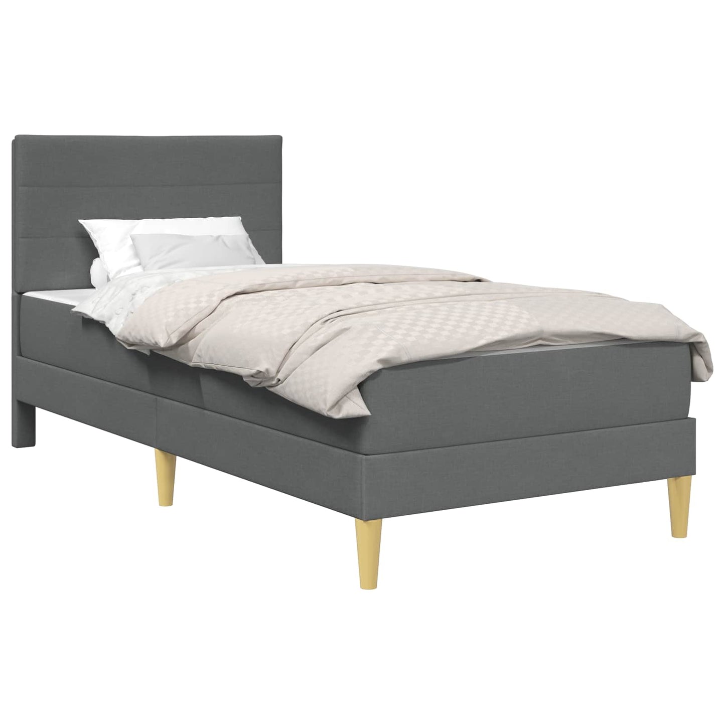 Bedframe met matras 2 pcs Donkergrijs 90 x 190 cm Stof is nu te koop bij PeponiXL, paradijselijk wonen!