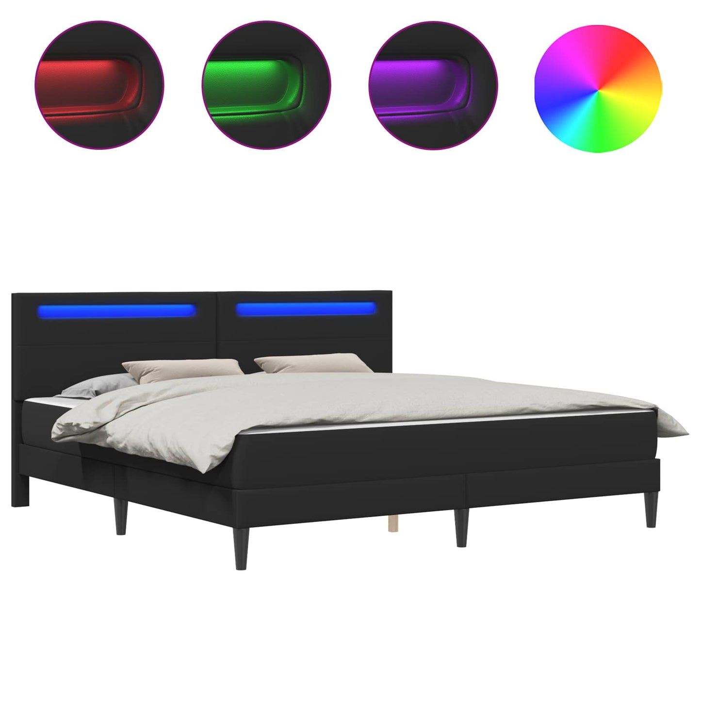 Bedframe met LED-stripverlichting Zwart 180 x 200 cm Kunstleer is nu te koop bij PeponiXL, paradijselijk wonen!