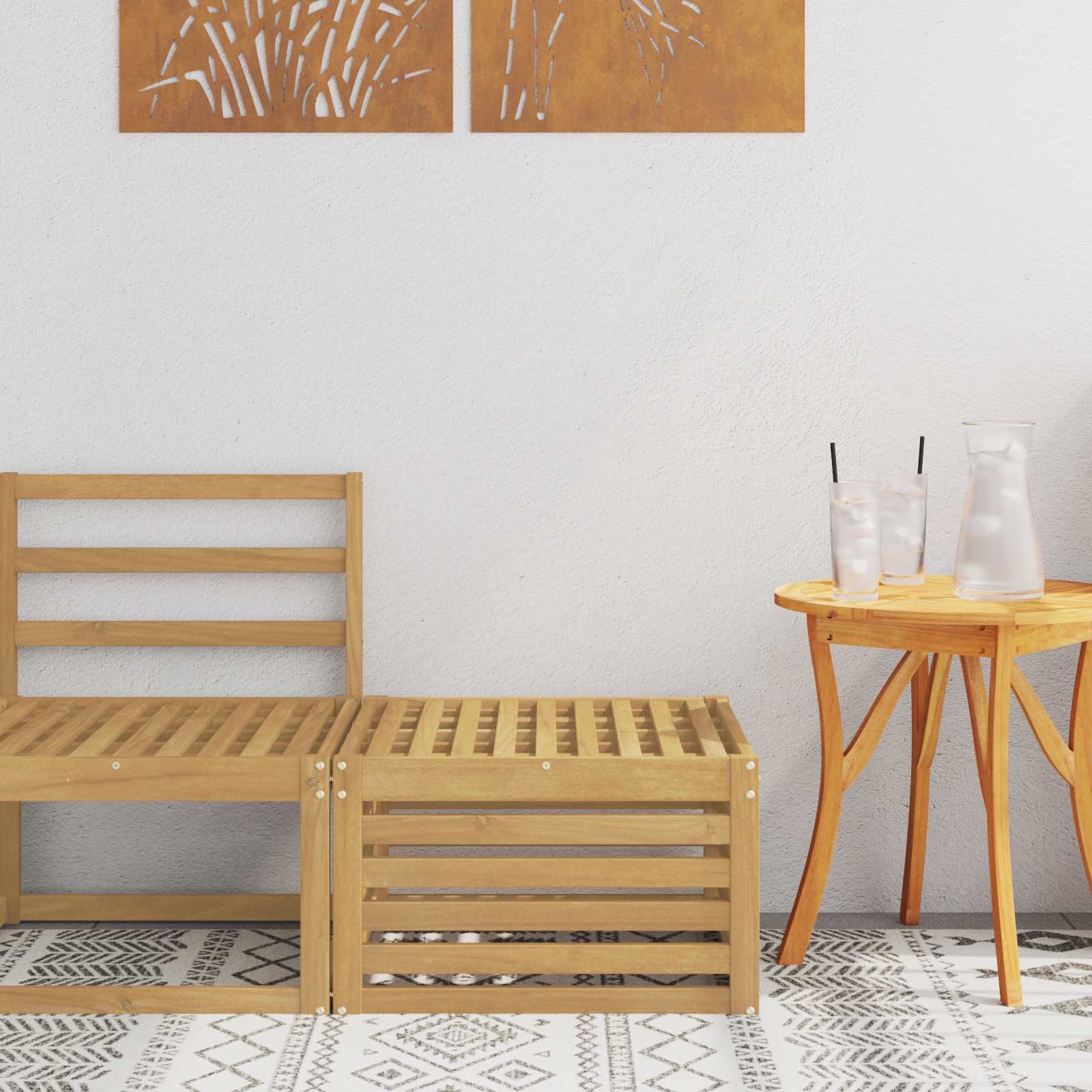 Buiten Voetenbank Massief Acaciahout Wit 59 x 59 x 37 cm is nu te koop bij PeponiXL, paradijselijk wonen!