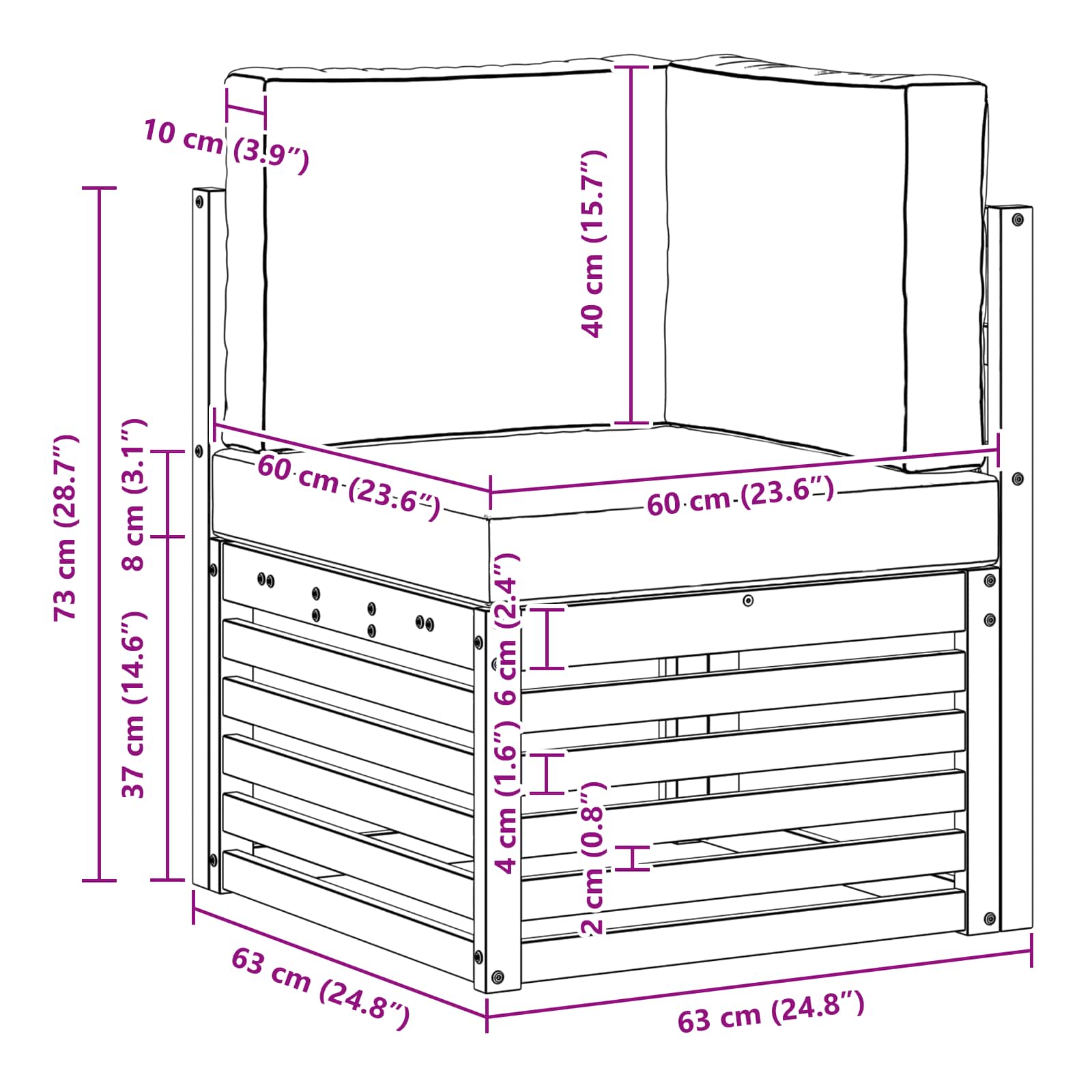 Buiten Hoek Sofa Massief Acaciahout Wit is nu te koop bij PeponiXL, paradijselijk wonen!