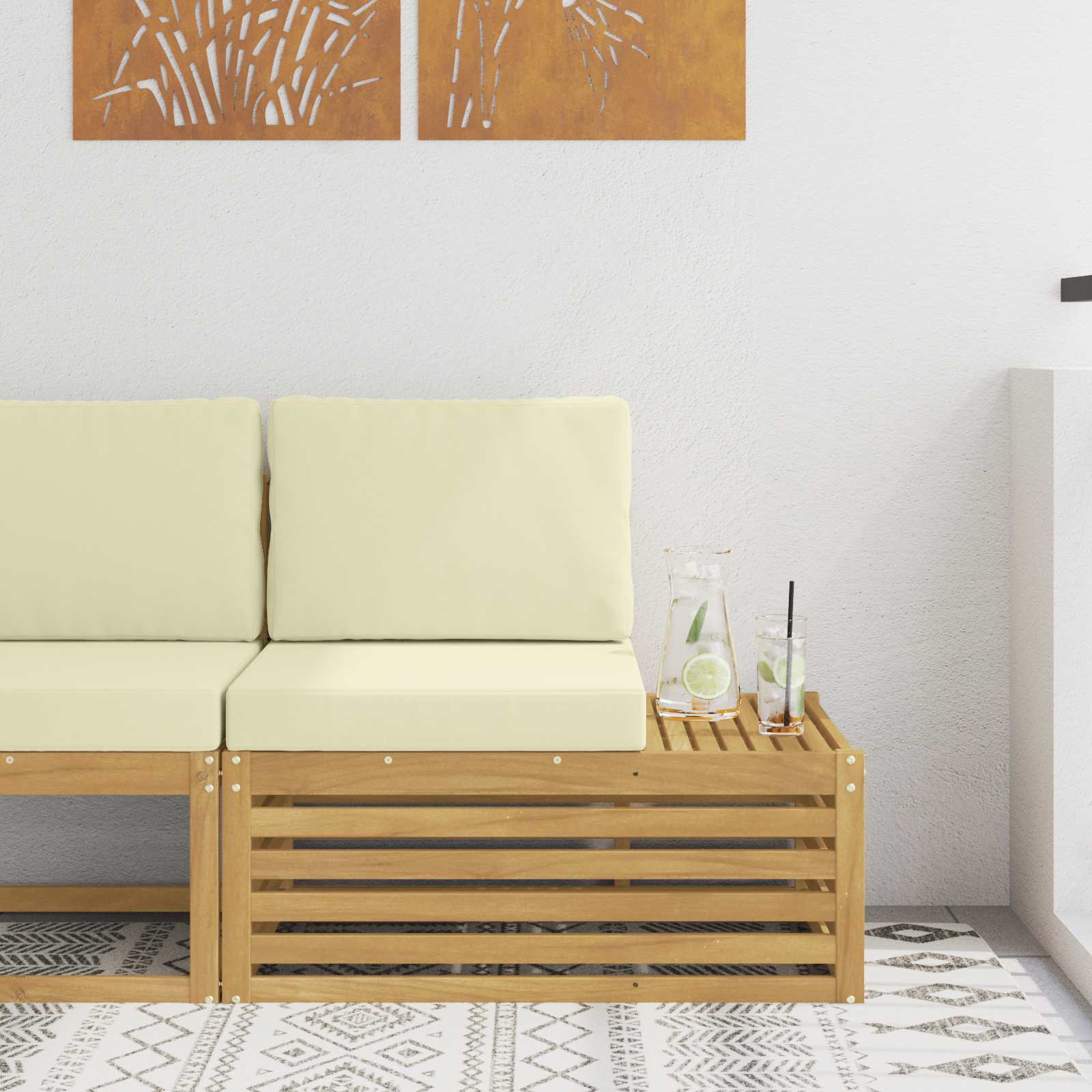 Tuin Sectiesofa Eenheden Wit en crèmekleurig 91 x 63 x 73 cm is nu te koop bij PeponiXL, paradijselijk wonen!