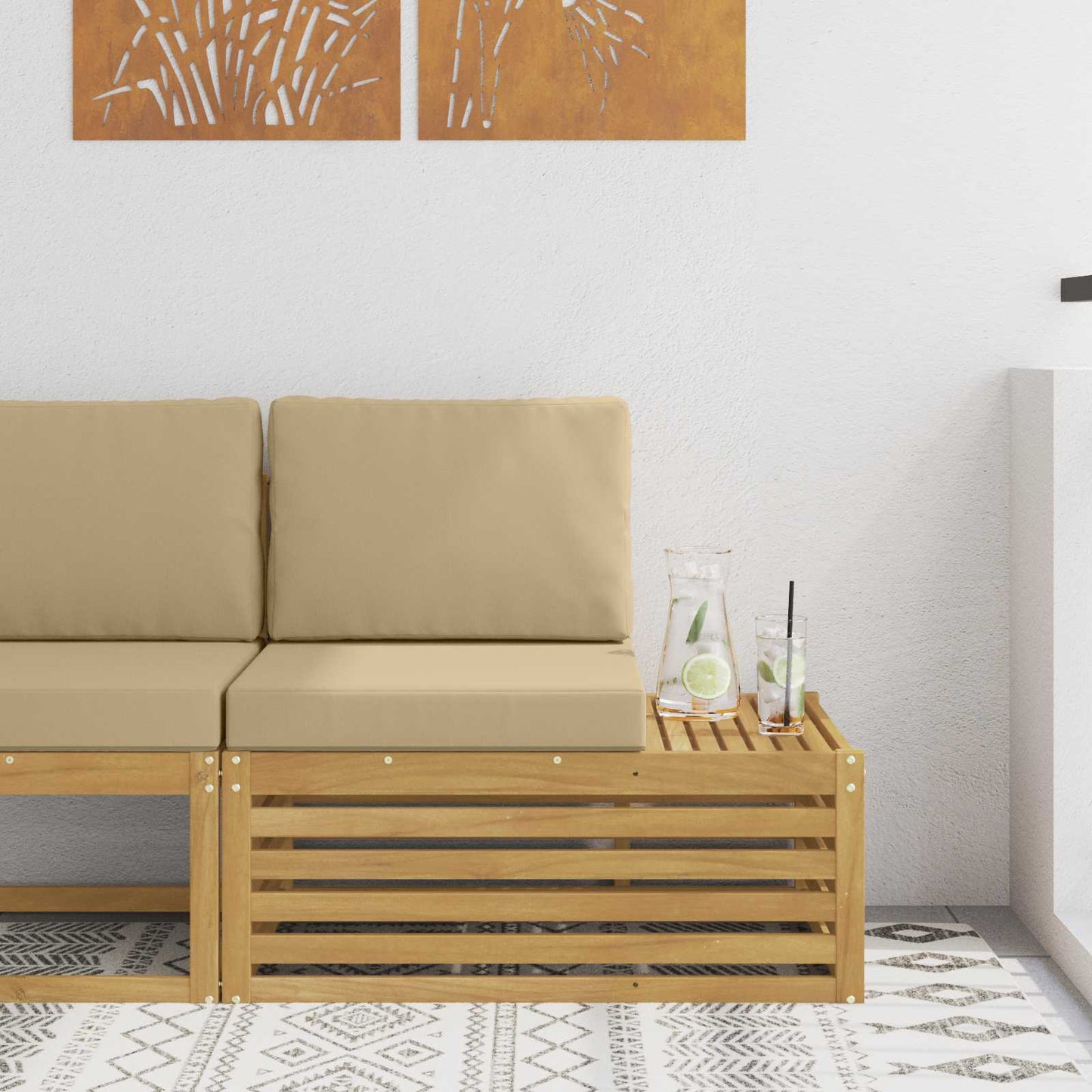 Buiten Eindbank Wit 91 x 63 x 73 cm Massief Acaciahout is nu te koop bij PeponiXL, paradijselijk wonen!