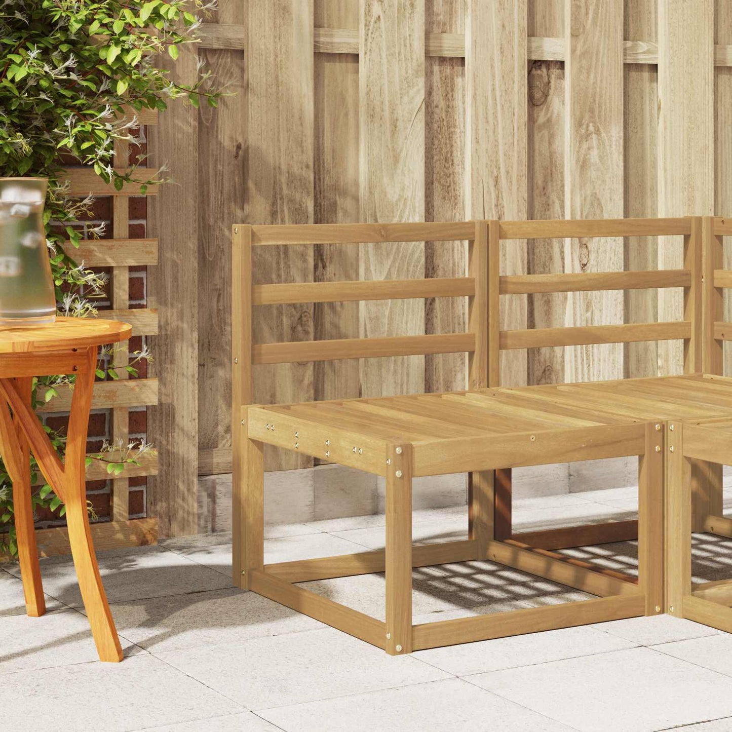 Rugleuning Module Wit 59 x 4 x 73 cm Massief Acaciahout is nu te koop bij PeponiXL, paradijselijk wonen!