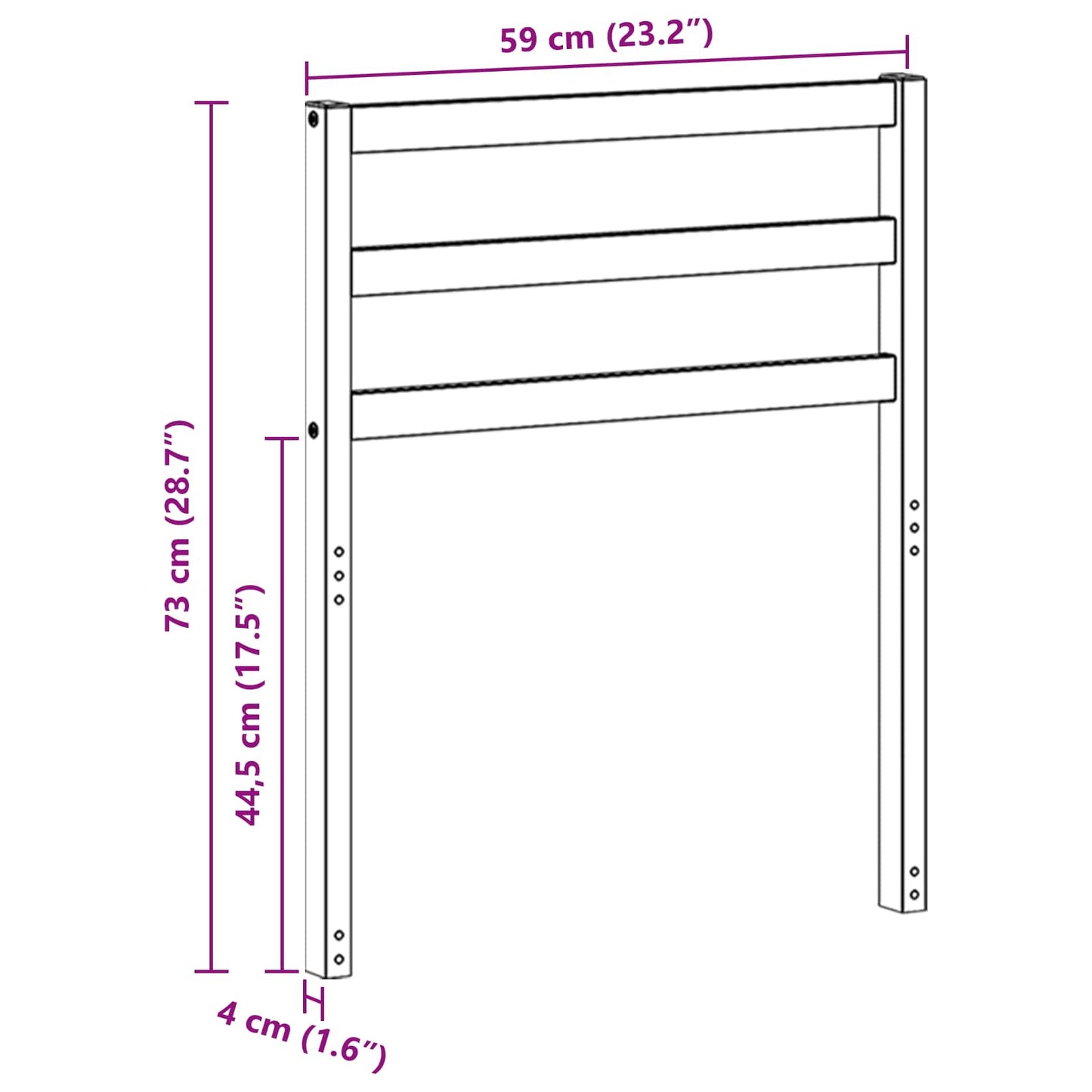 Rugleuning Module Wit 59 x 4 x 73 cm Massief Acaciahout is nu te koop bij PeponiXL, paradijselijk wonen!