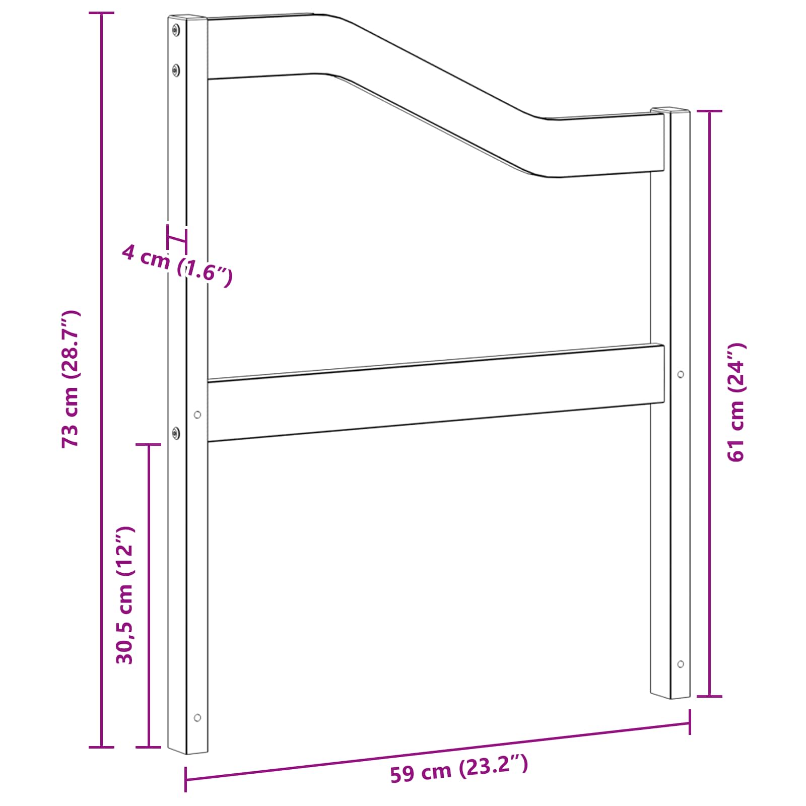 Armleuningmodule 2 pcs Wit 59 x 4 x 73 cm Massief Acaciahout is nu te koop bij PeponiXL, paradijselijk wonen!