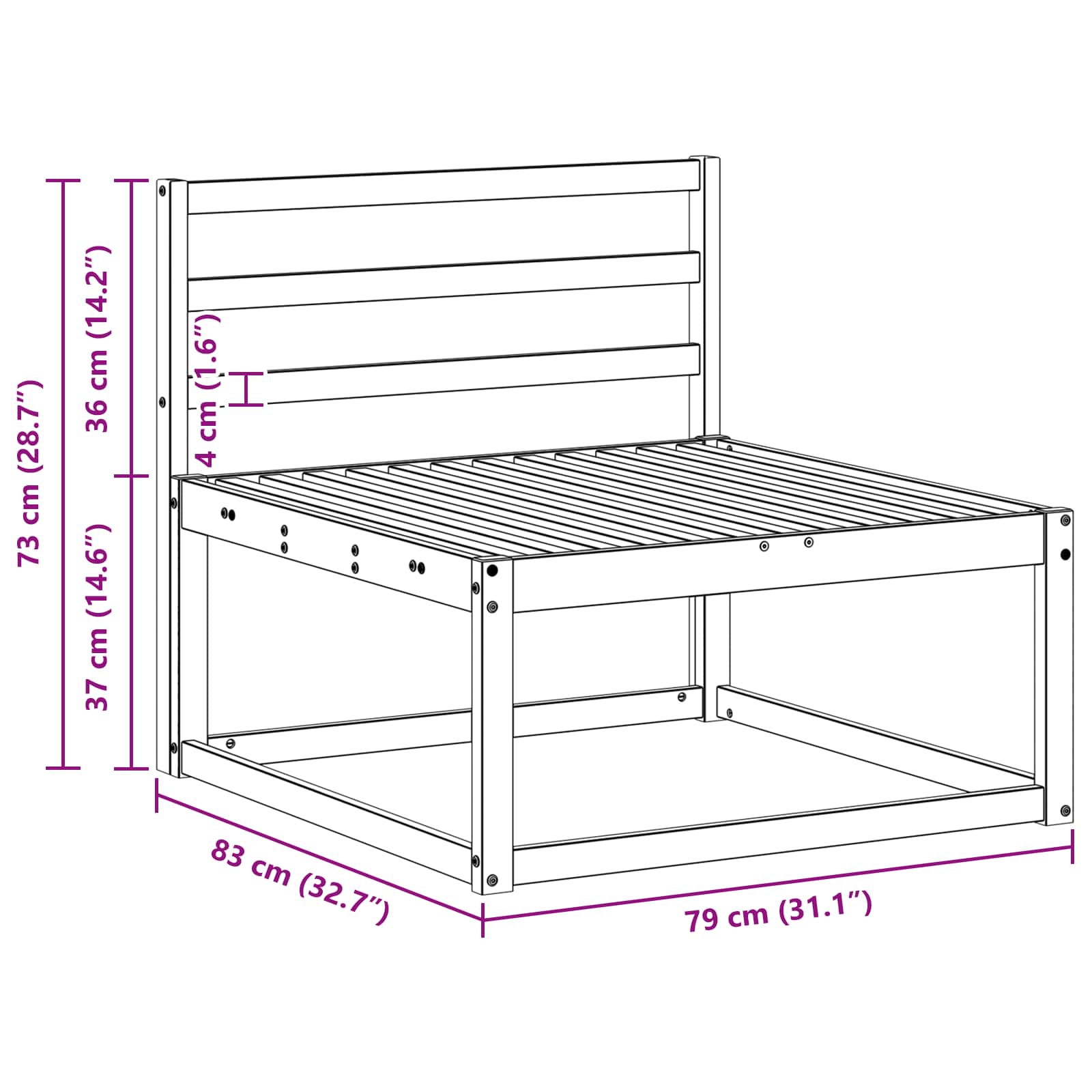 Buiten Midden Sofa Wit 79 x 83 x 73 cm is nu te koop bij PeponiXL, paradijselijk wonen!