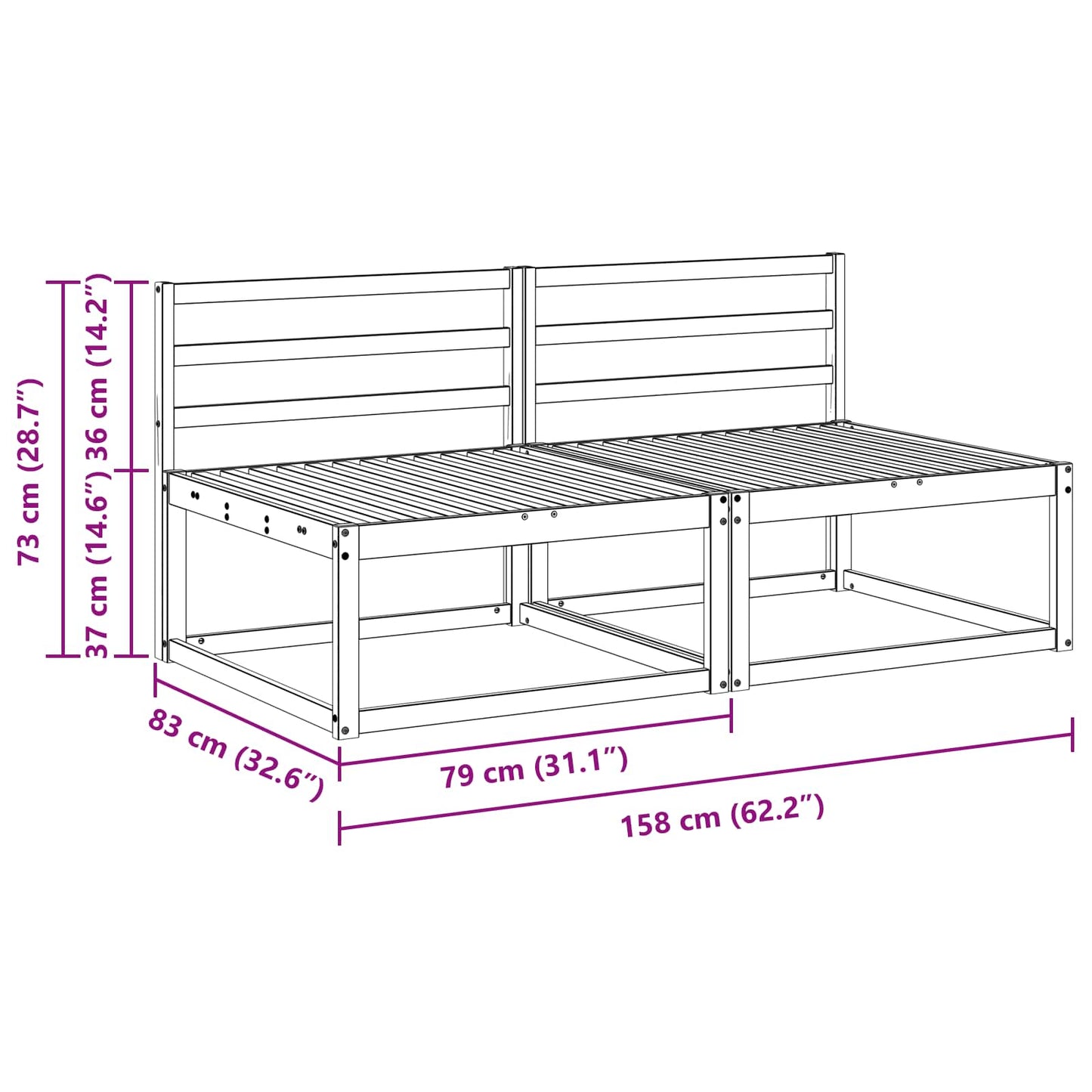 Buiten Midden Sofa Wit 158 x 83 x 73 cm is nu te koop bij PeponiXL, paradijselijk wonen!