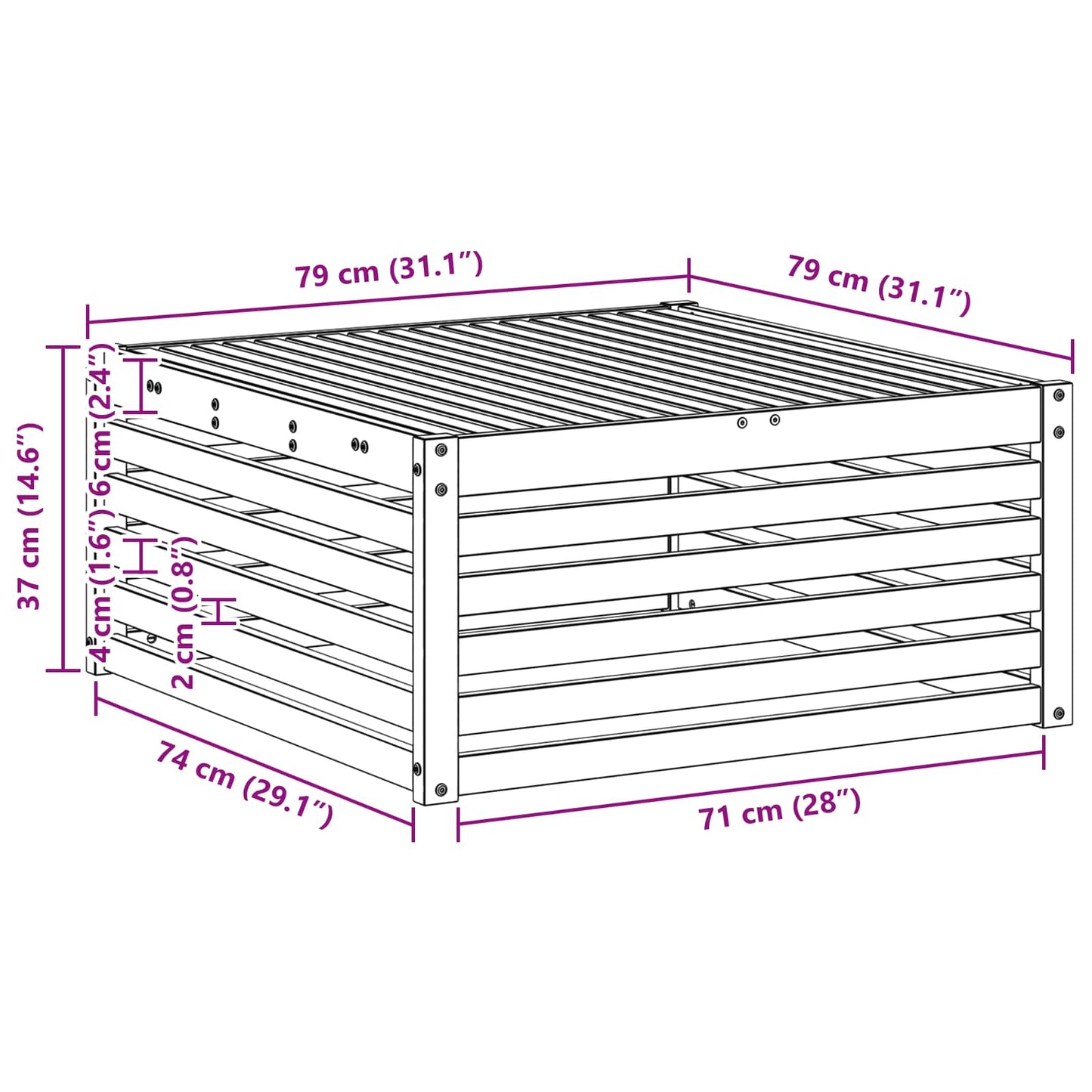 Buiten Tafel Massief Acaciahout Wit 79 x 79 x 37 cm is nu te koop bij PeponiXL, paradijselijk wonen!