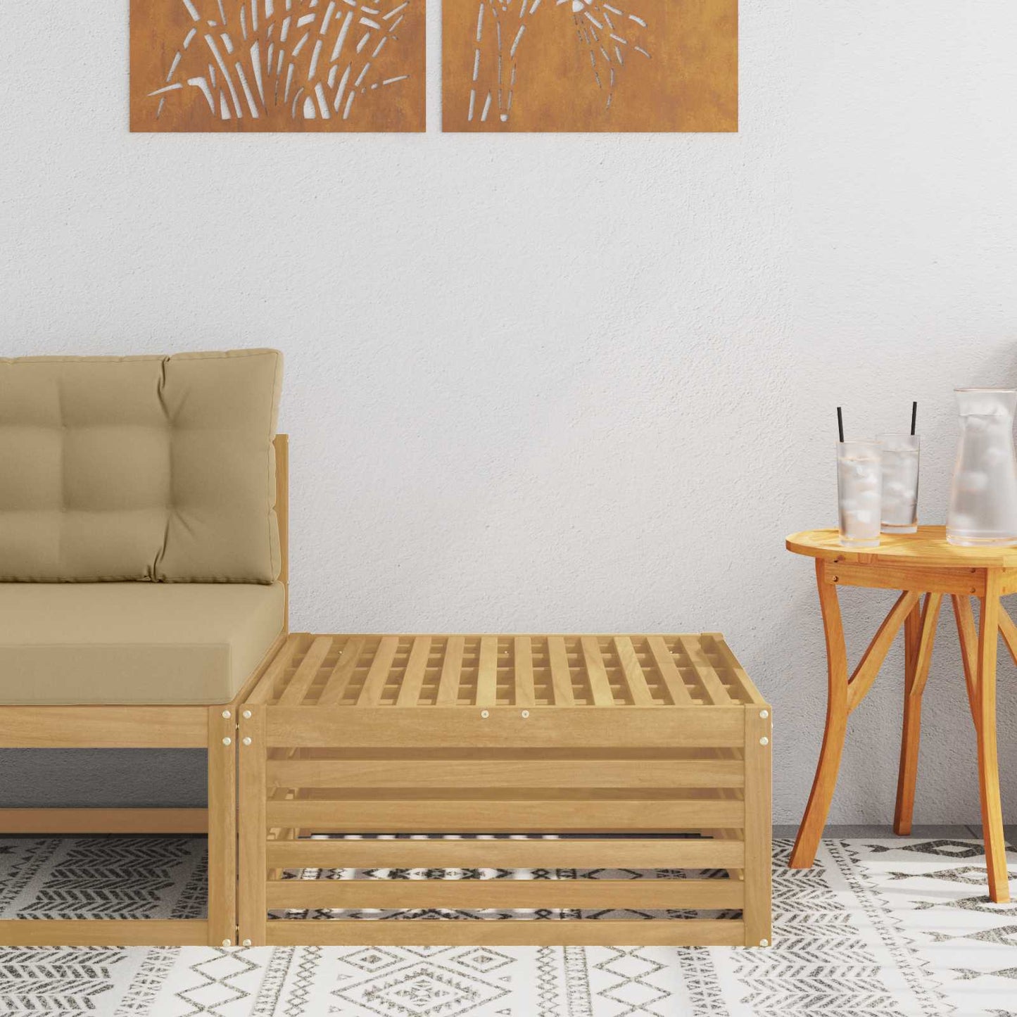 Buiten Voetenbank Massief Acaciahout Wit 79 x 79 x 37 cm is nu te koop bij PeponiXL, paradijselijk wonen!