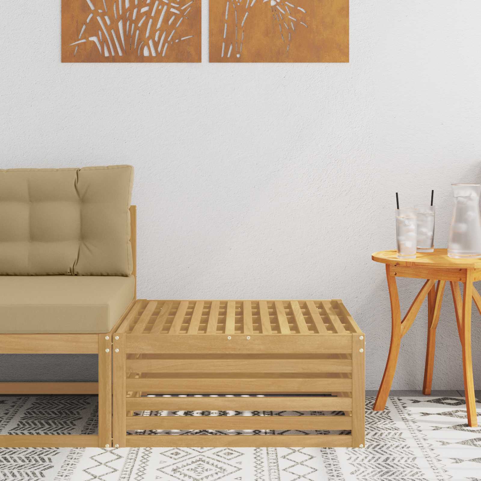 Buiten Voetenbank Massief Acaciahout Wit 79 x 79 x 37 cm is nu te koop bij PeponiXL, paradijselijk wonen!