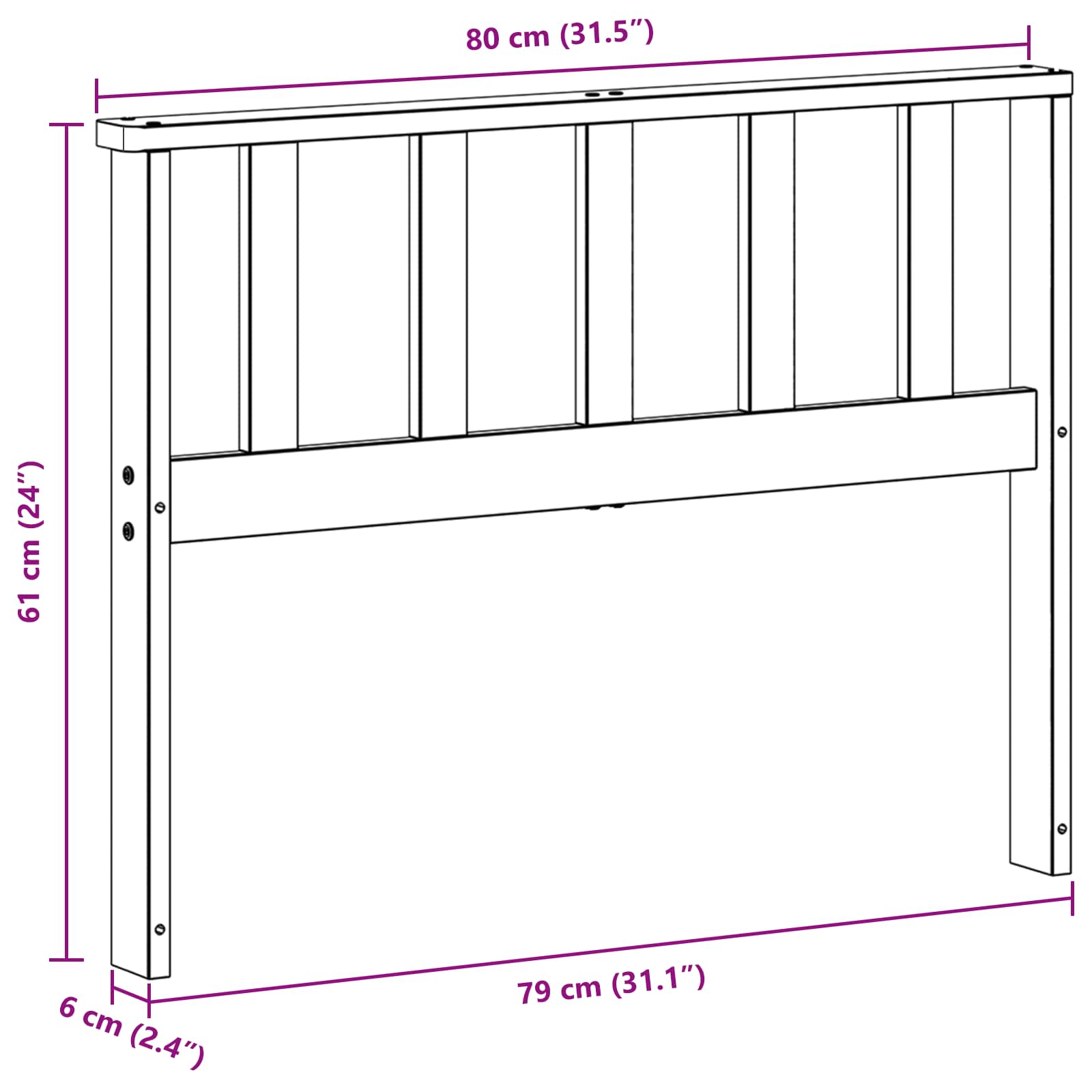 Armleuningsmodule 2 pcs Wit 80 x 6 x 61 cm Massief Acaciahout is nu te koop bij PeponiXL, paradijselijk wonen!