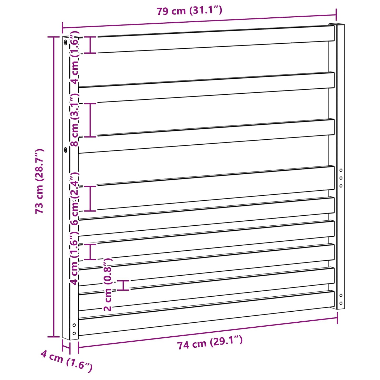 Armleuningen module 2 pcs Wit 79 x 4 x 73 cm Massief Acaciahout is nu te koop bij PeponiXL, paradijselijk wonen!