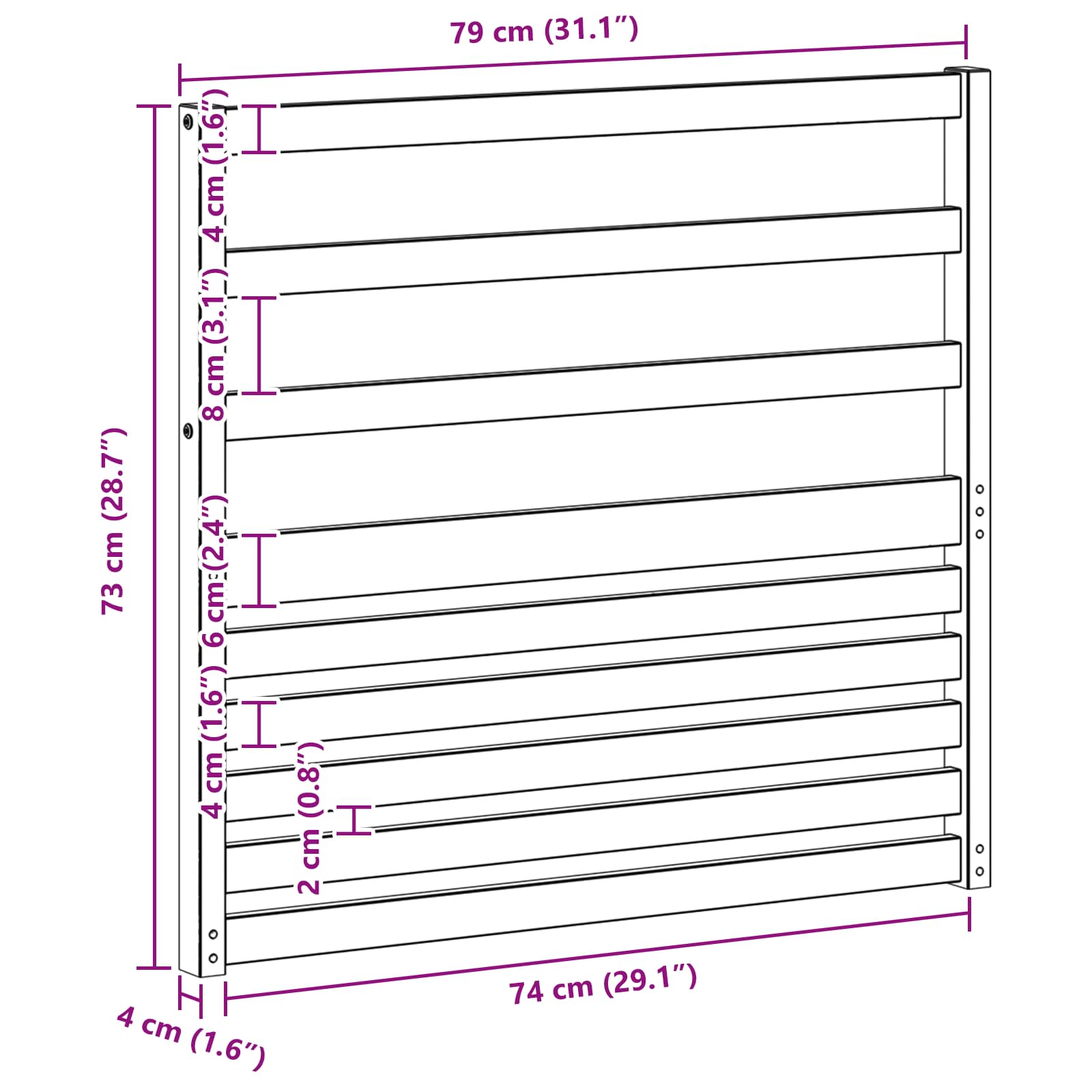 Armleuningen module 2 pcs Wit 79 x 4 x 73 cm Massief Acaciahout is nu te koop bij PeponiXL, paradijselijk wonen!