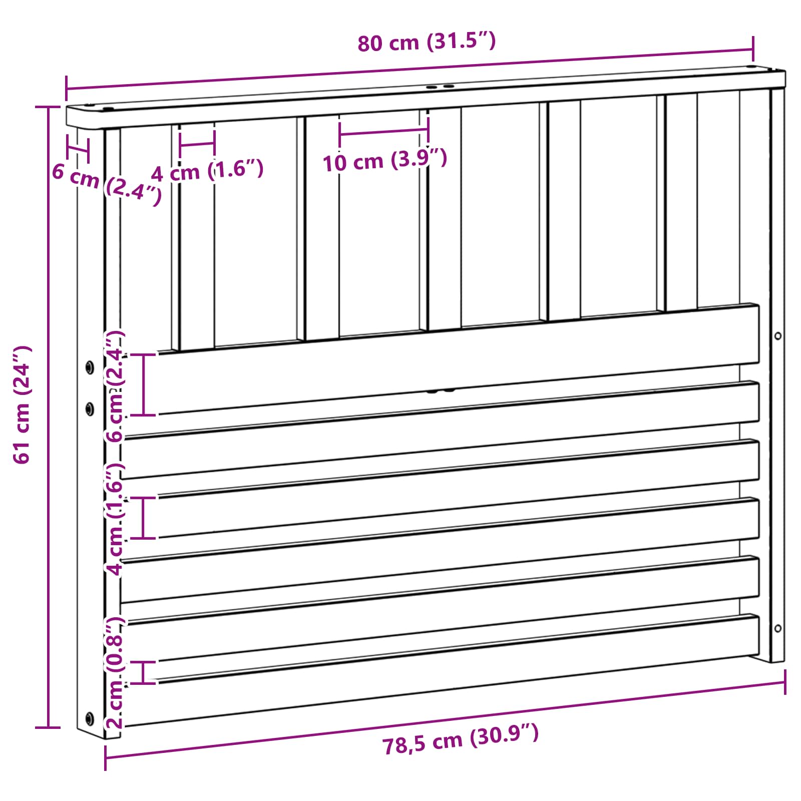 Armleuningen Module 2 pcs Wit 80 x 6 x 61 cm Massief Acaciahout is nu te koop bij PeponiXL, paradijselijk wonen!