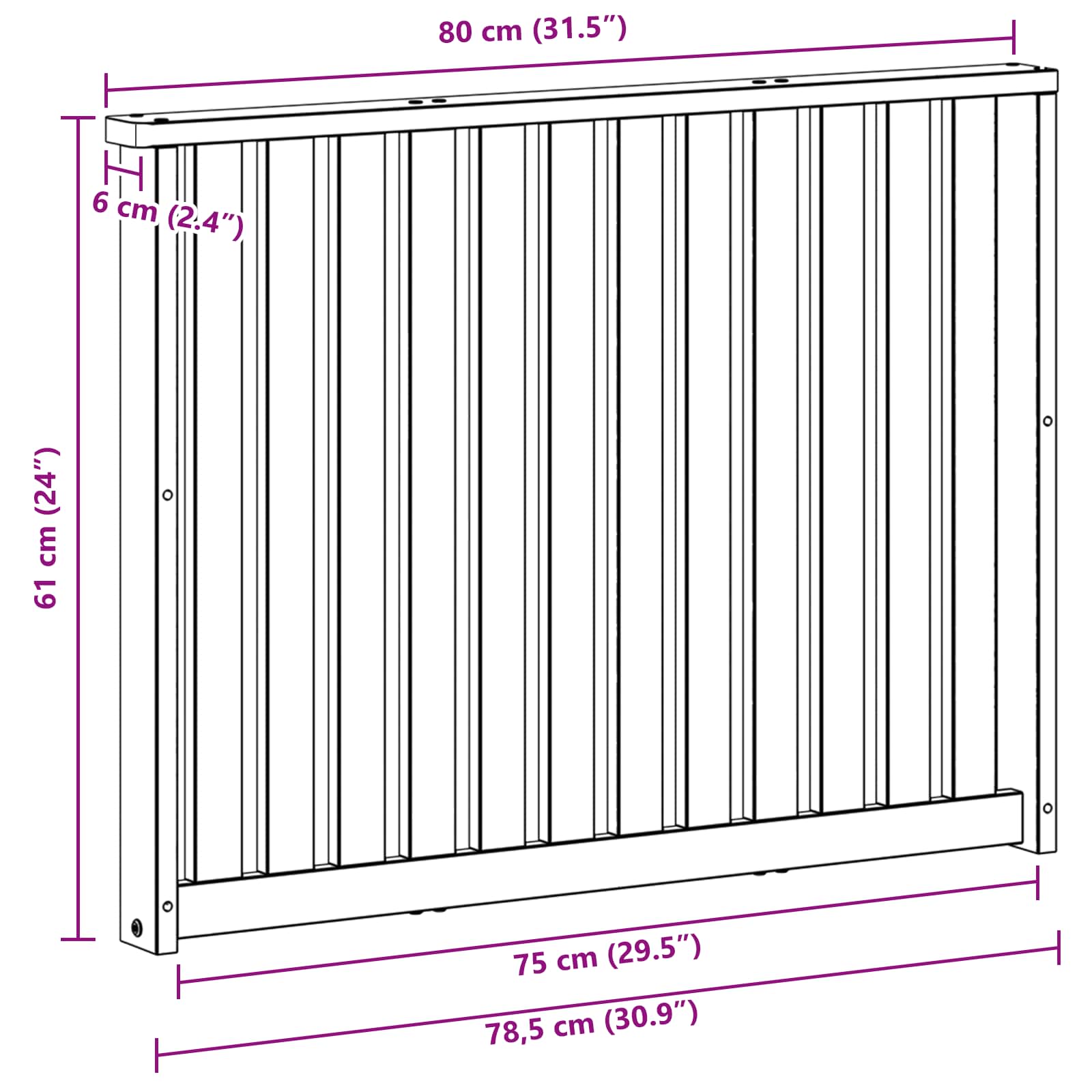 Armleuningen Module 2 pcs Wit 80 x 6 x 61 cm Massief Acaciahout is nu te koop bij PeponiXL, paradijselijk wonen!