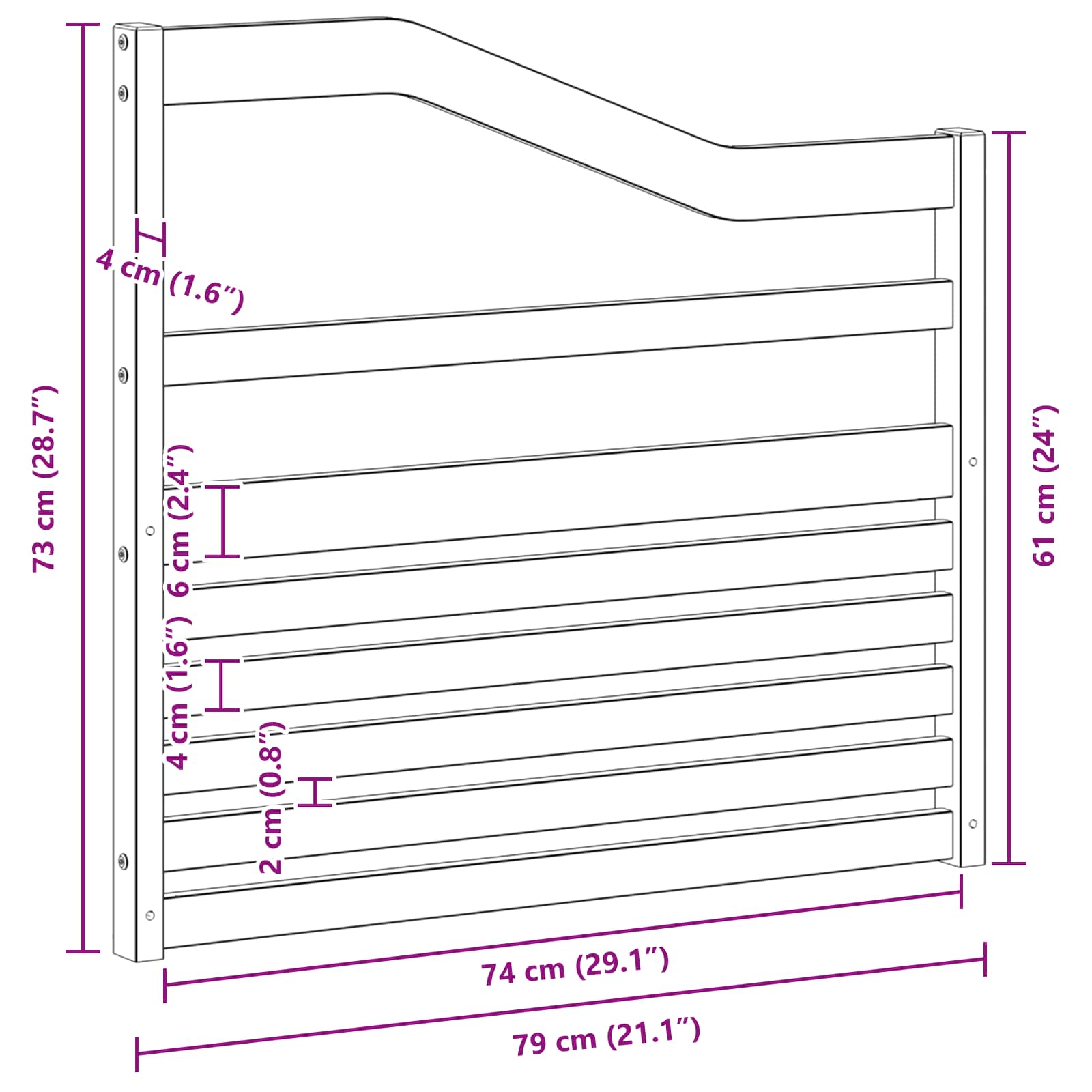 Armsteunmodule 2 pcs Wit 79 x 4 x 73 cm Massief Acaciahout is nu te koop bij PeponiXL, paradijselijk wonen!
