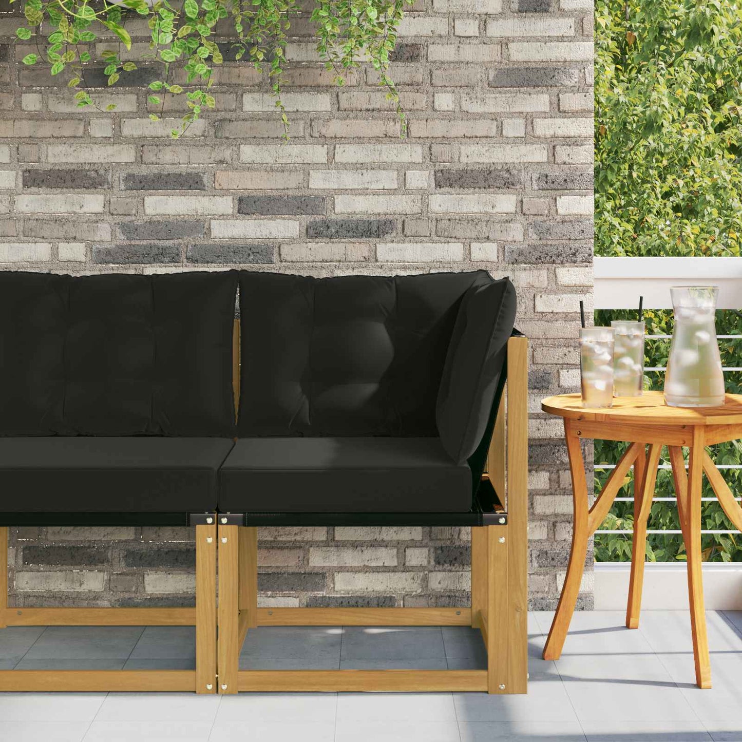 Buiten Hoek Sofa Massief acaciahout en Textilene Stof Wit is nu te koop bij PeponiXL, paradijselijk wonen!