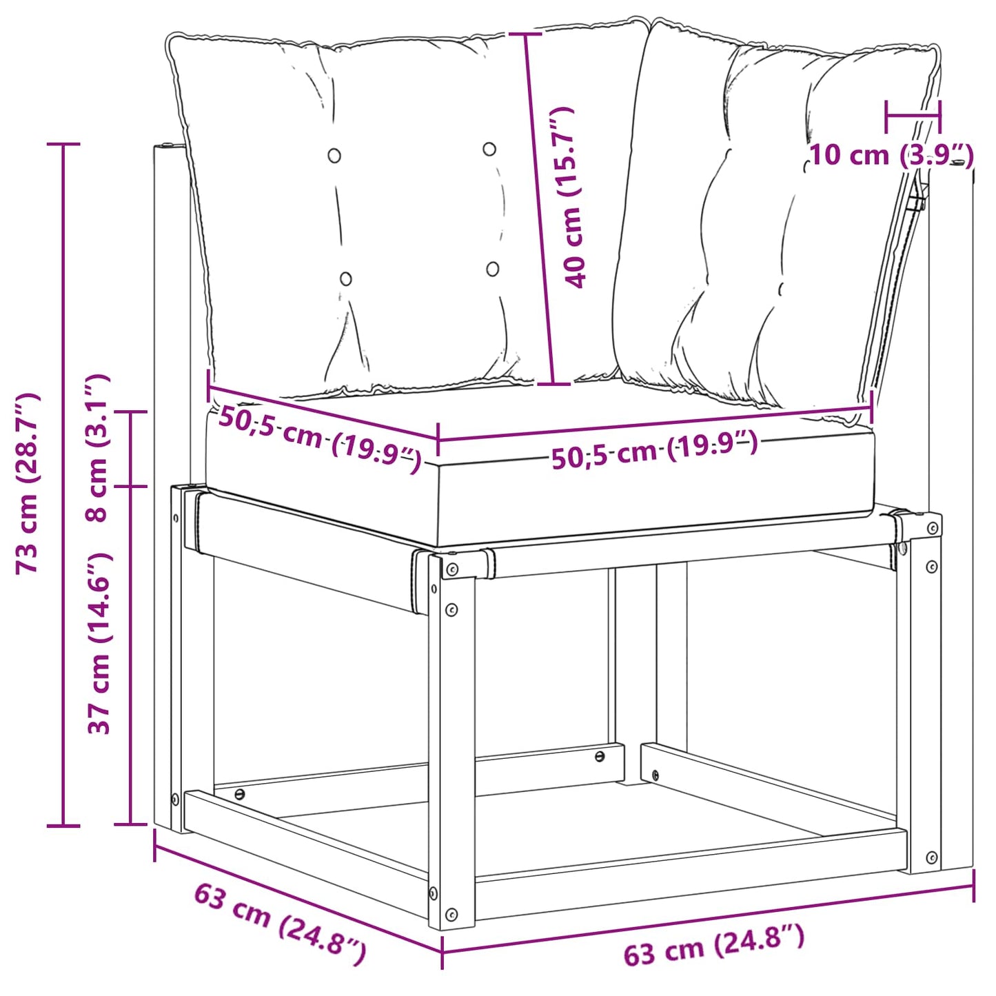Buiten Hoek Sofa Massief acaciahout en Textilene Stof Wit is nu te koop bij PeponiXL, paradijselijk wonen!