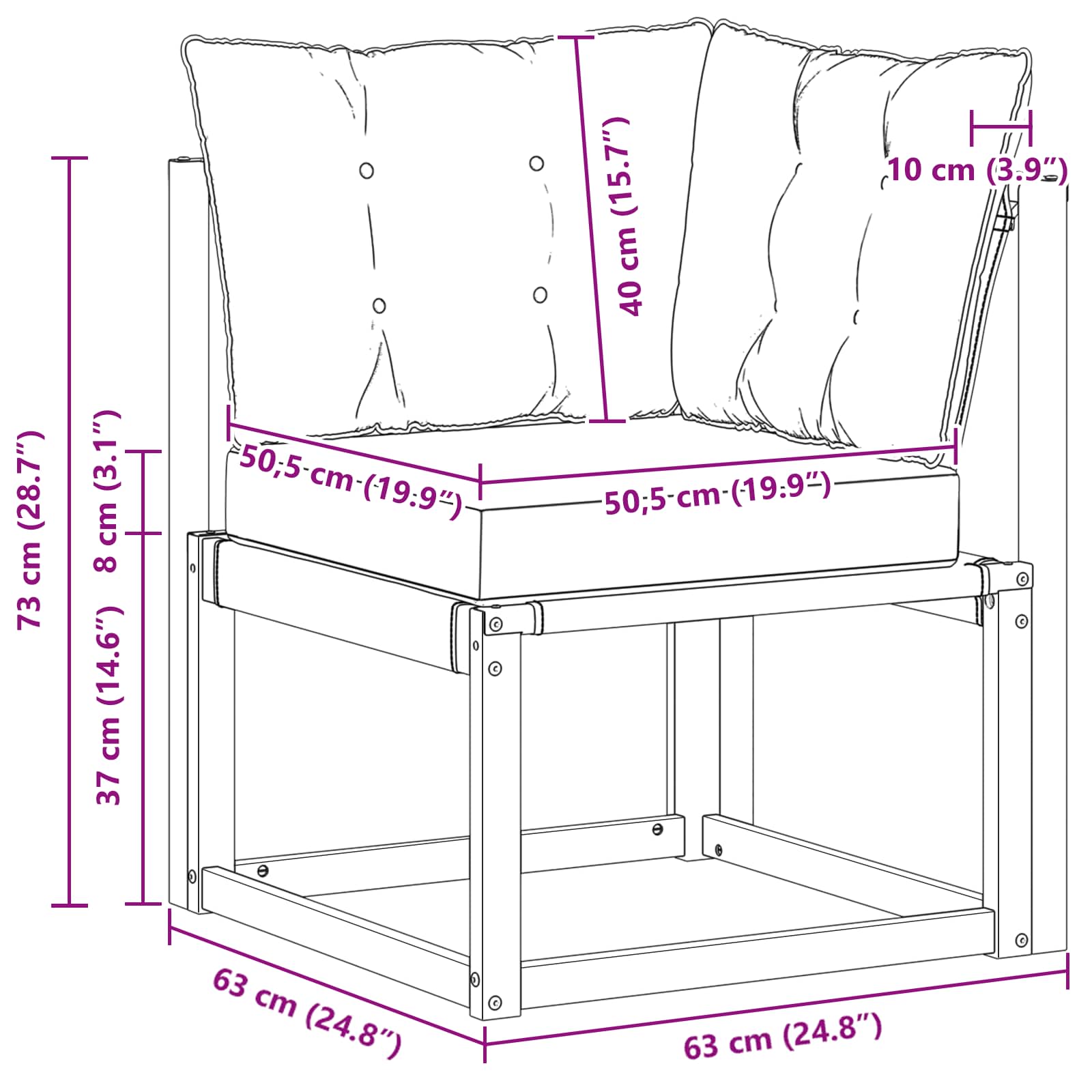 Buiten Hoek Sofa Massief acaciahout en Textilene Stof Wit is nu te koop bij PeponiXL, paradijselijk wonen!