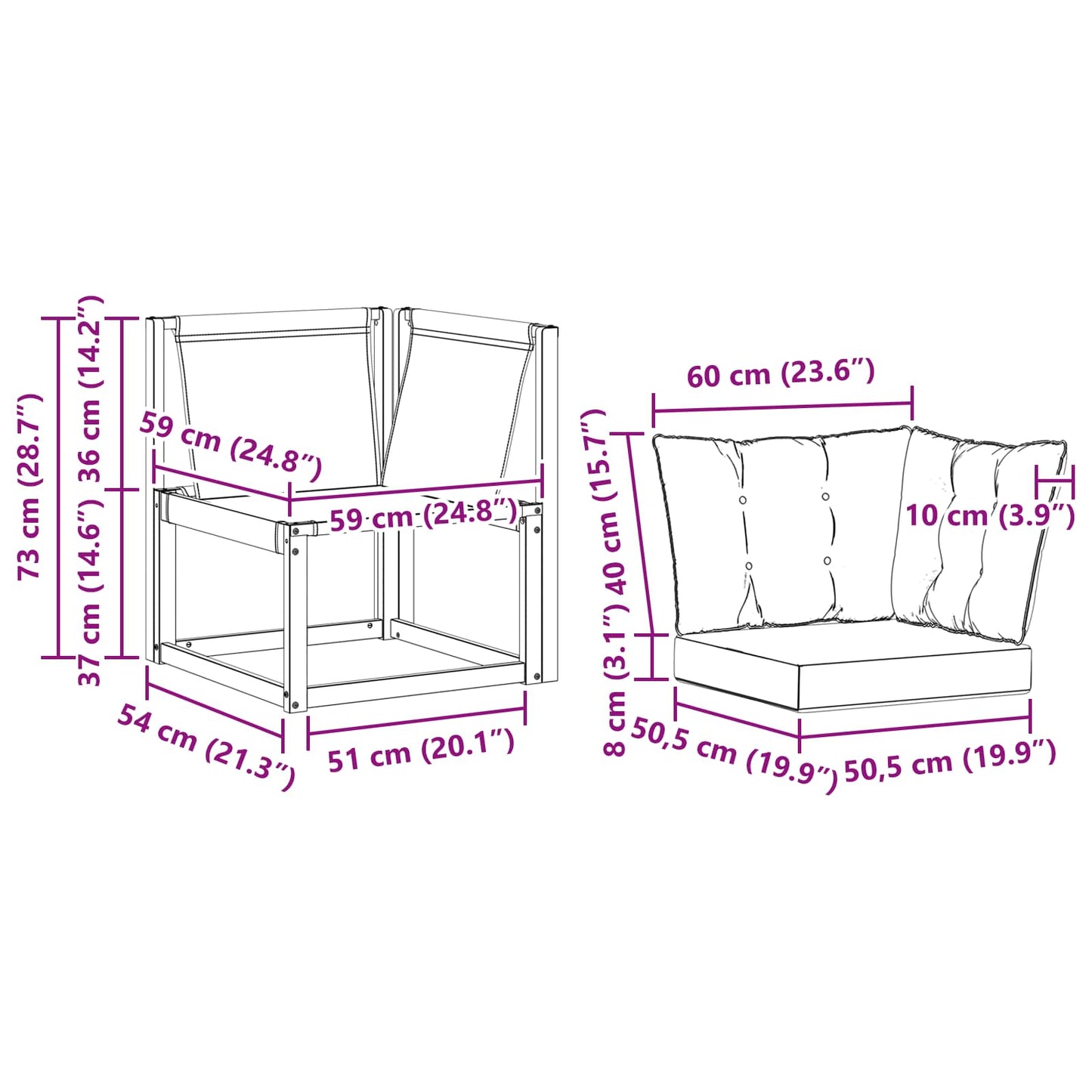 Buiten Hoek Sofa Massief acaciahout en Textilene Stof Wit is nu te koop bij PeponiXL, paradijselijk wonen!