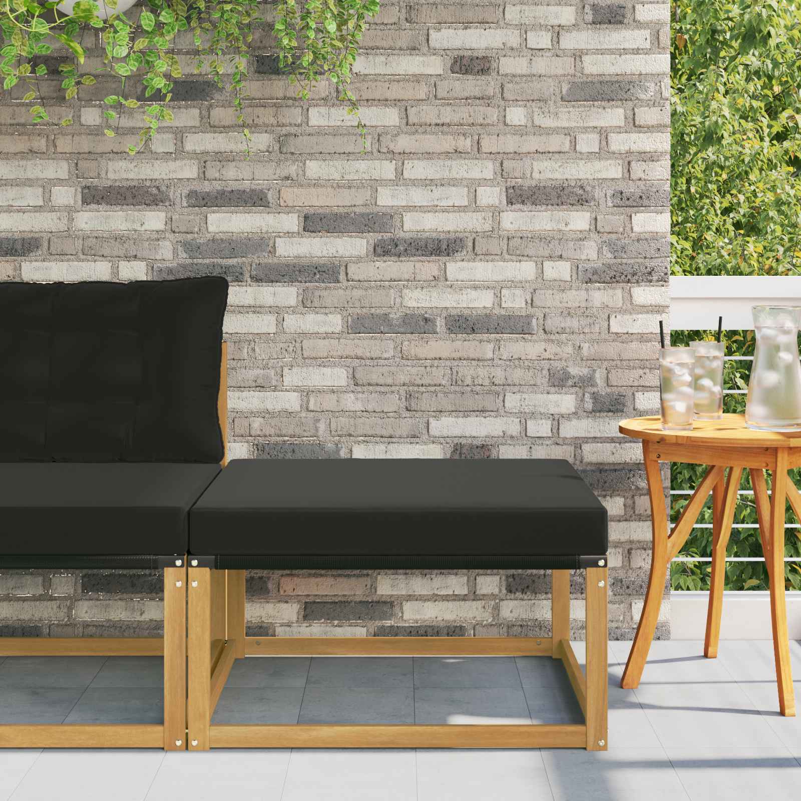 Buiten Voetenbank Massief Acaciahout en Textilene Wit is nu te koop bij PeponiXL, paradijselijk wonen!