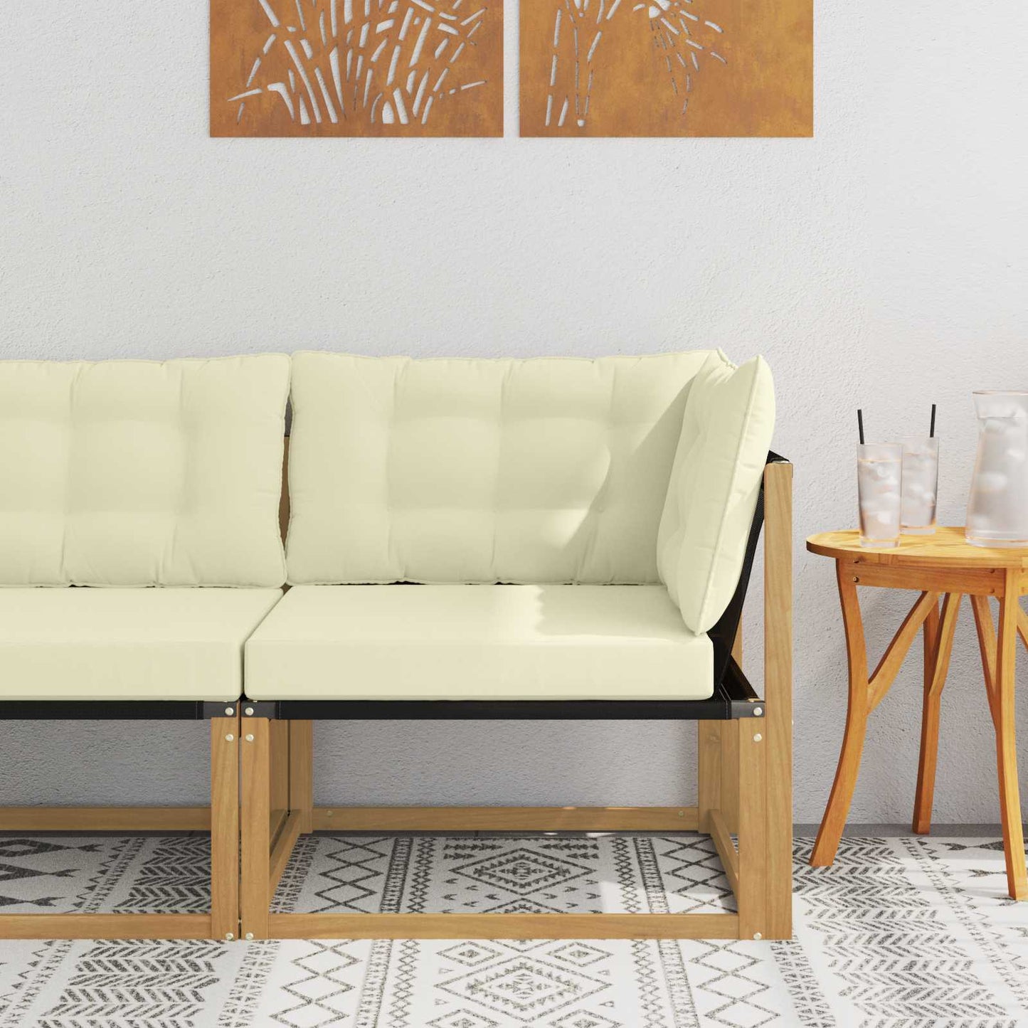 Buiten Hoek Sofa Massief Acaciahout en Textilene Wit is nu te koop bij PeponiXL, paradijselijk wonen!