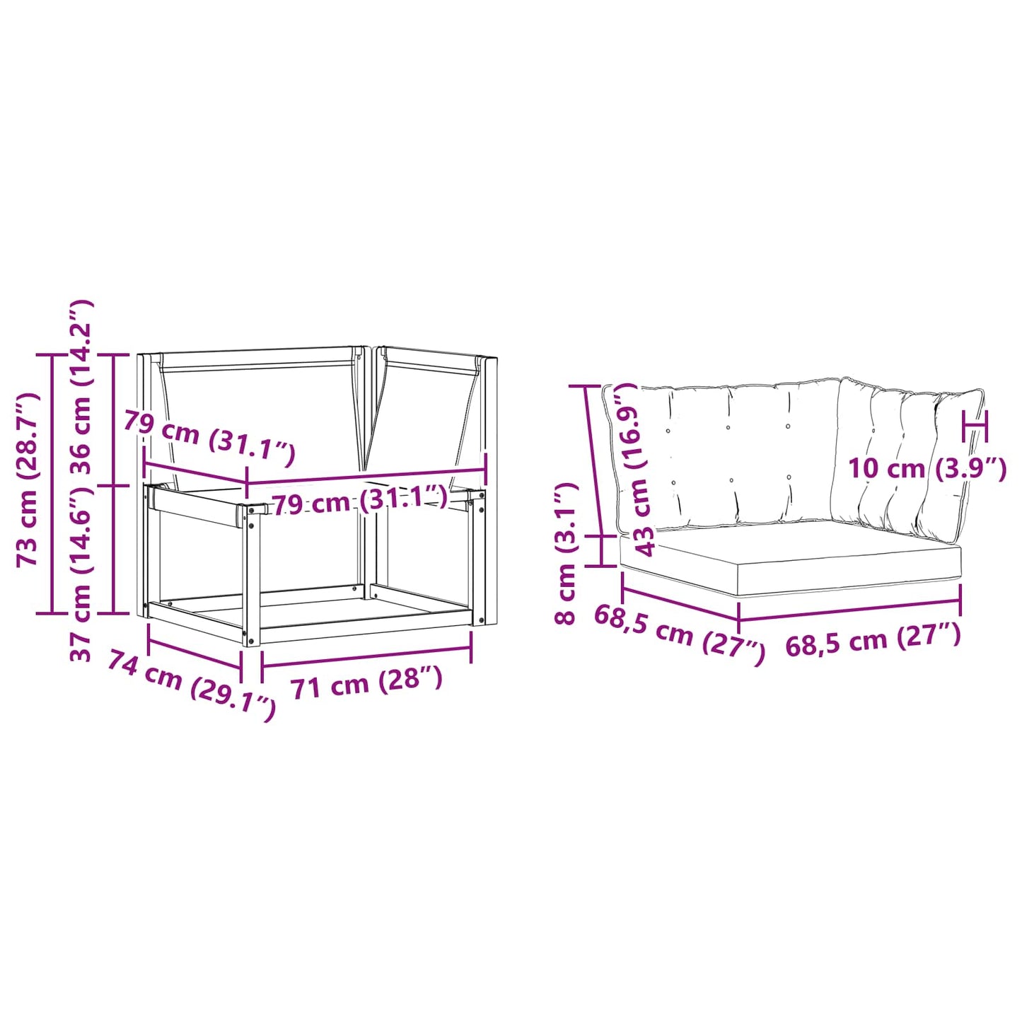 Buiten Hoek Sofa Massief Acaciahout en Textilene Wit is nu te koop bij PeponiXL, paradijselijk wonen!