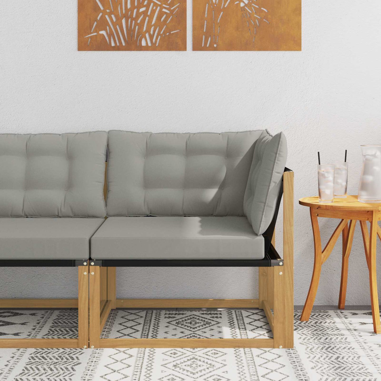 Buiten Hoek Sofa Massief Acaciahout en Textilene Wit is nu te koop bij PeponiXL, paradijselijk wonen!