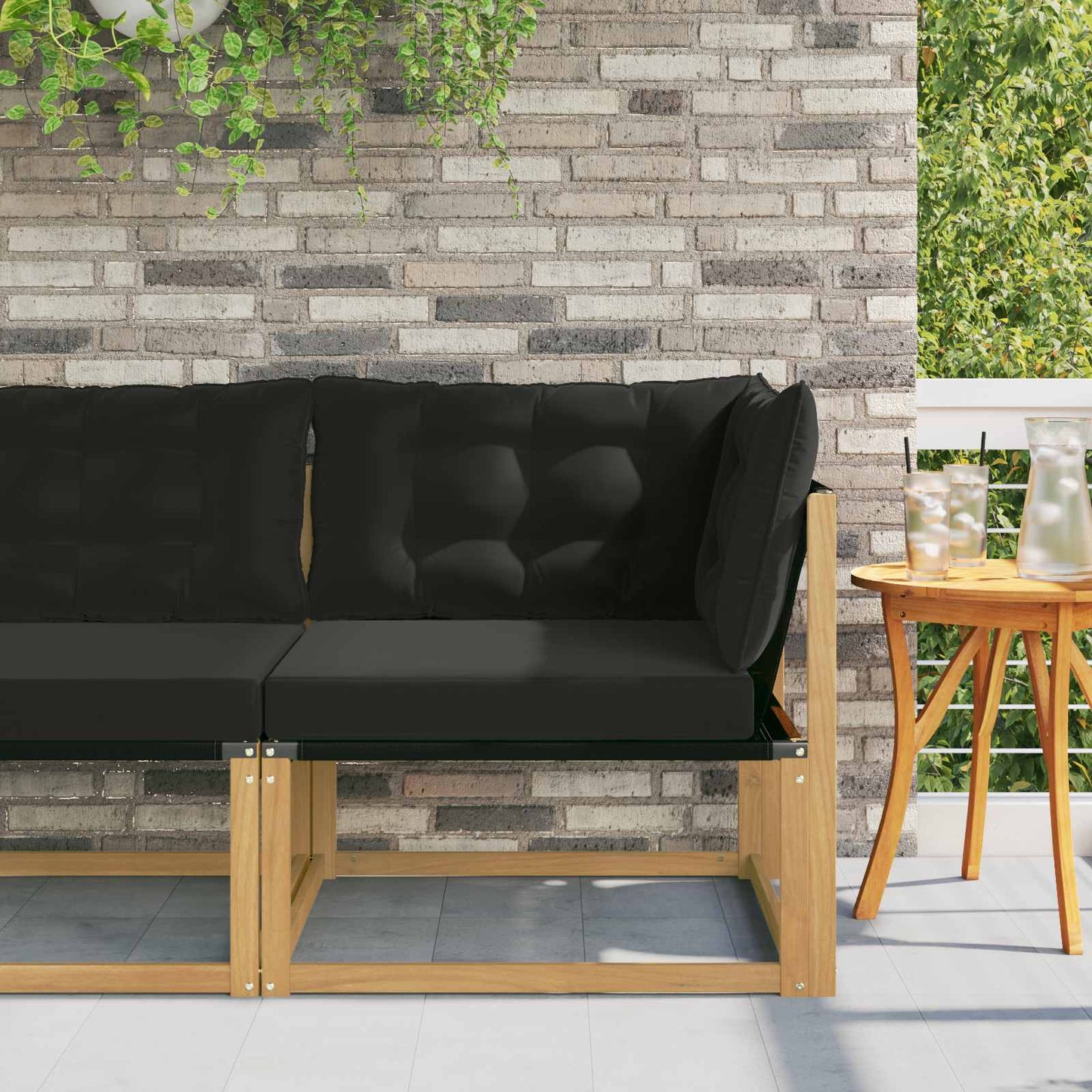 Buiten Hoek Sofa Massief Acaciahout en Textilene Wit is nu te koop bij PeponiXL, paradijselijk wonen!