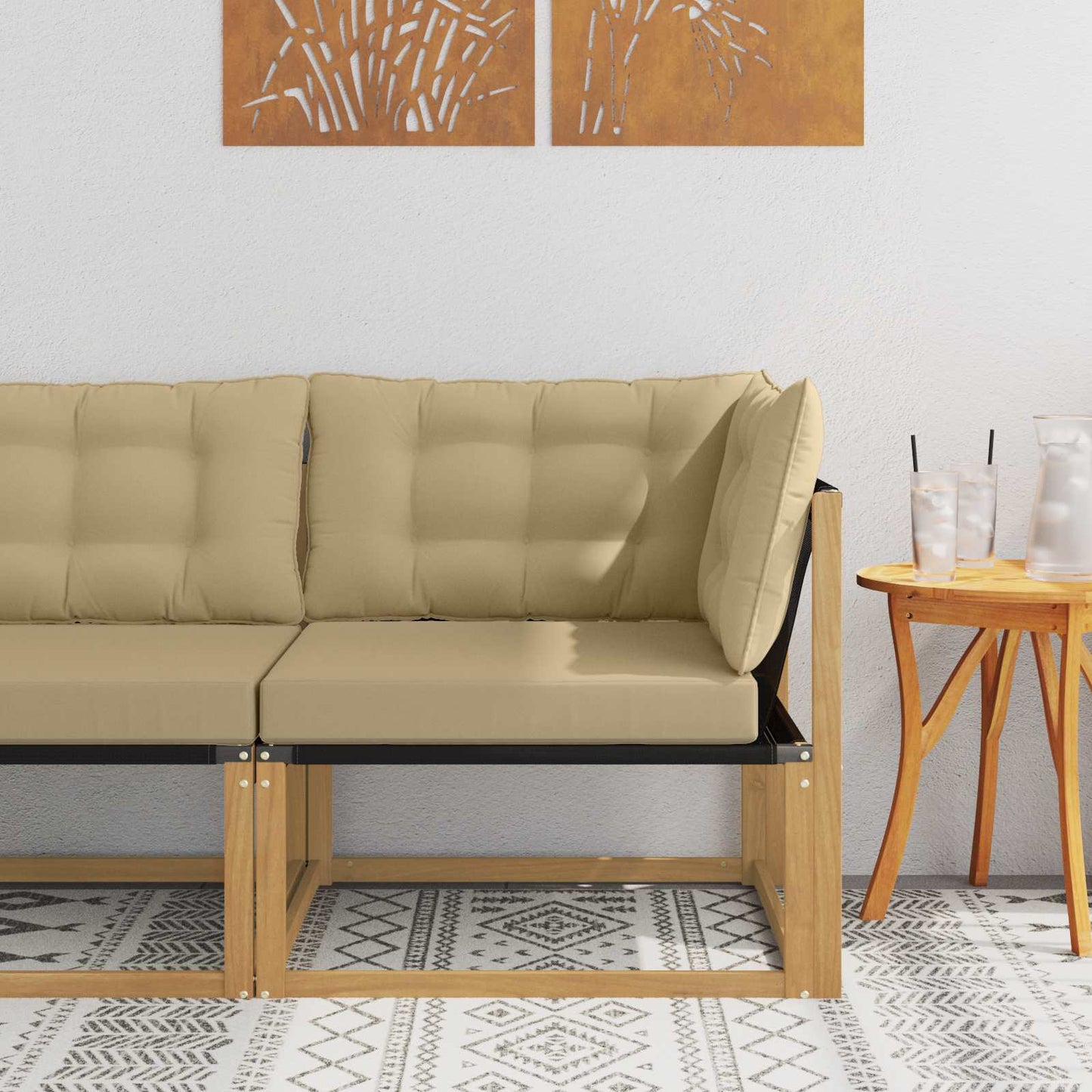Buiten Hoek Sofa Massief Acaciahout en Textilene Wit is nu te koop bij PeponiXL, paradijselijk wonen!