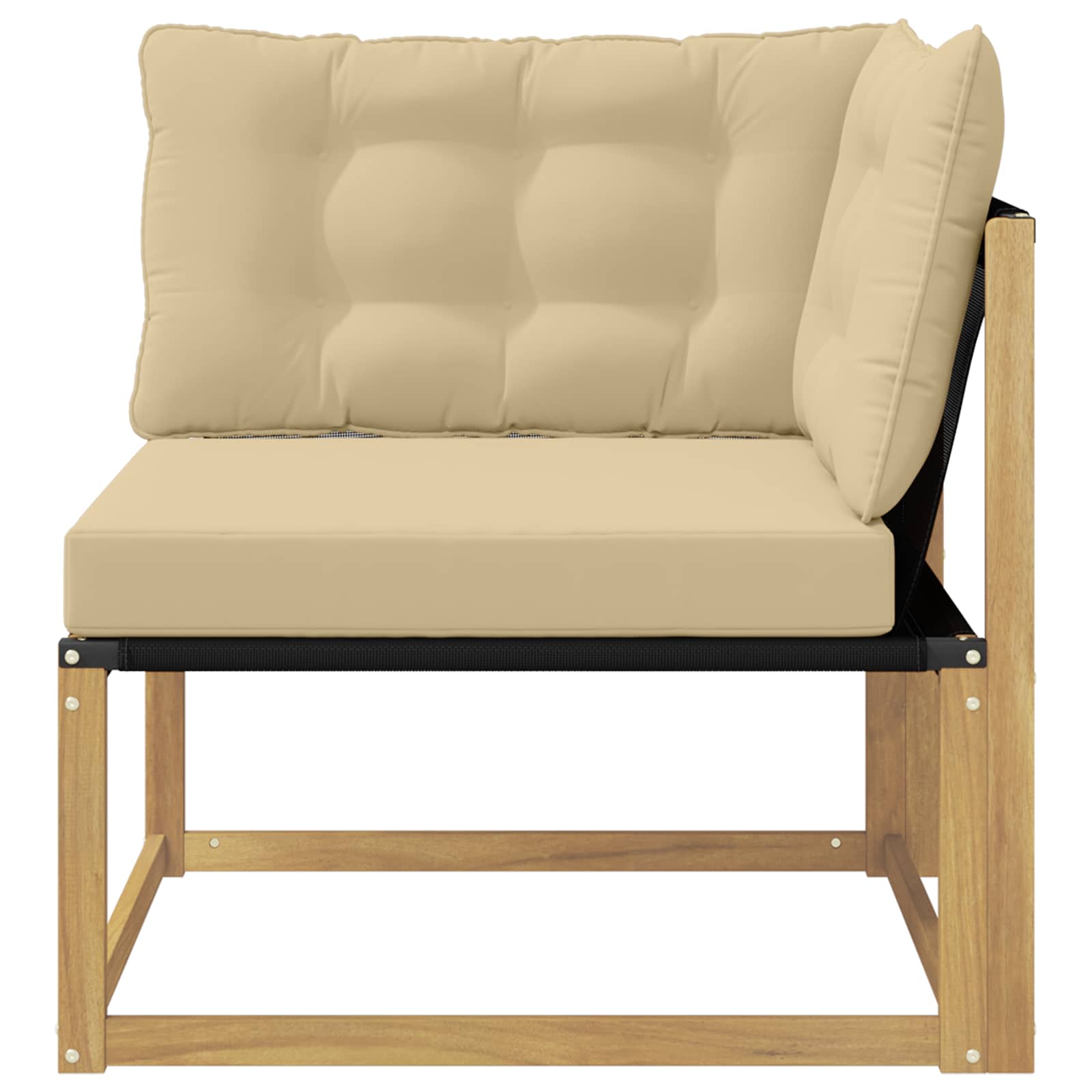Buiten Hoek Sofa Massief Acaciahout en Textilene Wit is nu te koop bij PeponiXL, paradijselijk wonen!