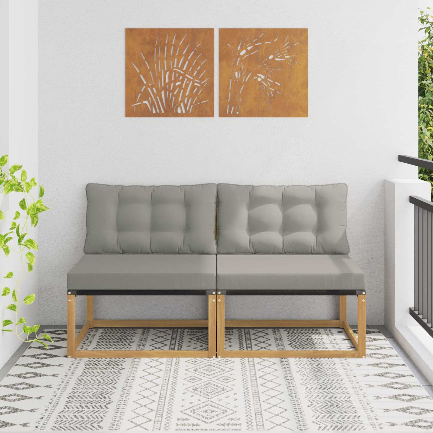 Buiten Midden Sofa Massief Acaciahout en Textilene Wit is nu te koop bij PeponiXL, paradijselijk wonen!
