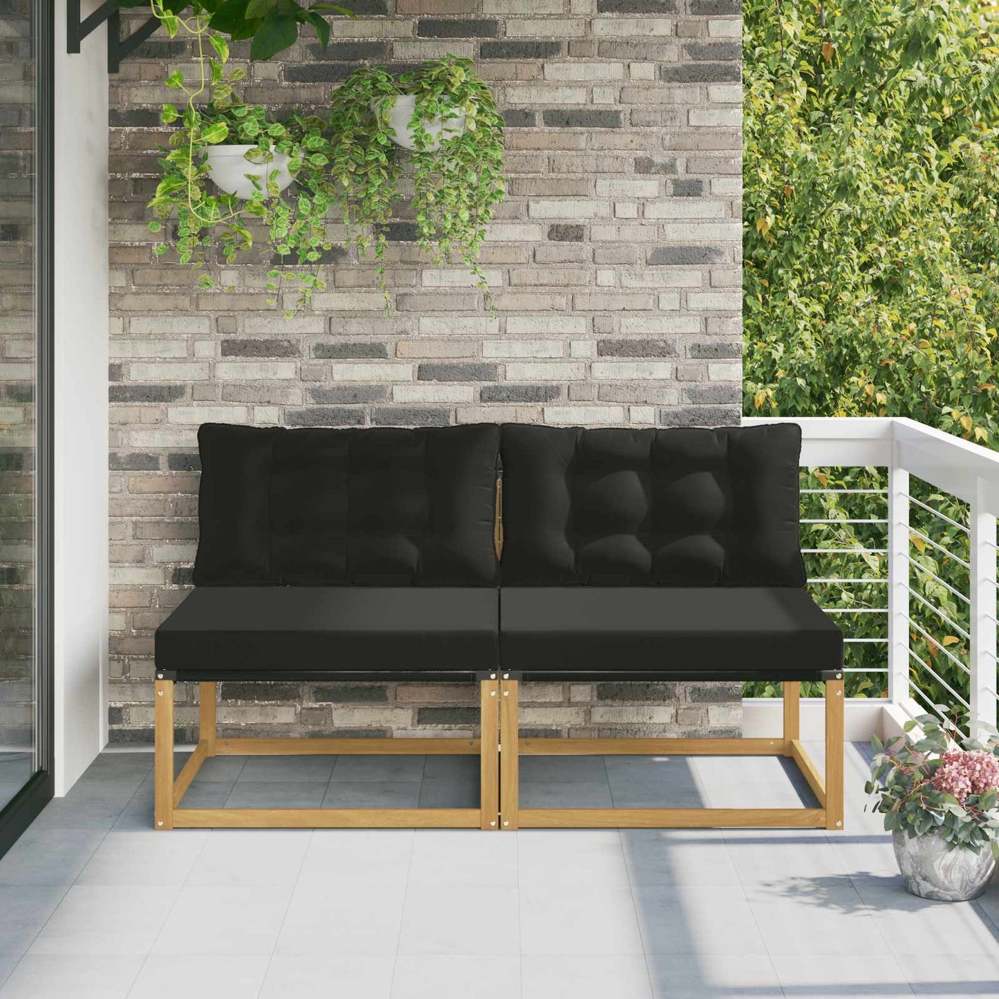 Buiten Midden Sofa Massief Acaciahout en Textilene Wit is nu te koop bij PeponiXL, paradijselijk wonen!