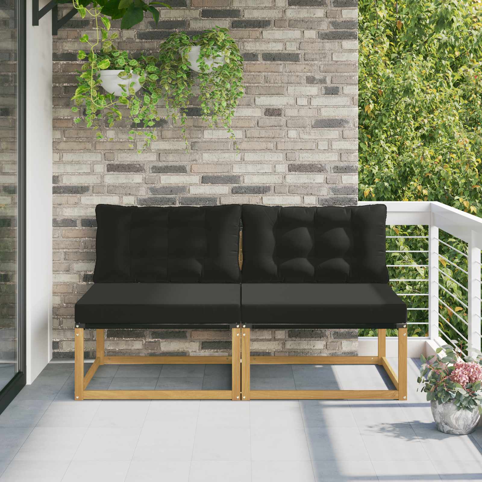 Buiten Midden Sofa Massief Acaciahout en Textilene Wit is nu te koop bij PeponiXL, paradijselijk wonen!