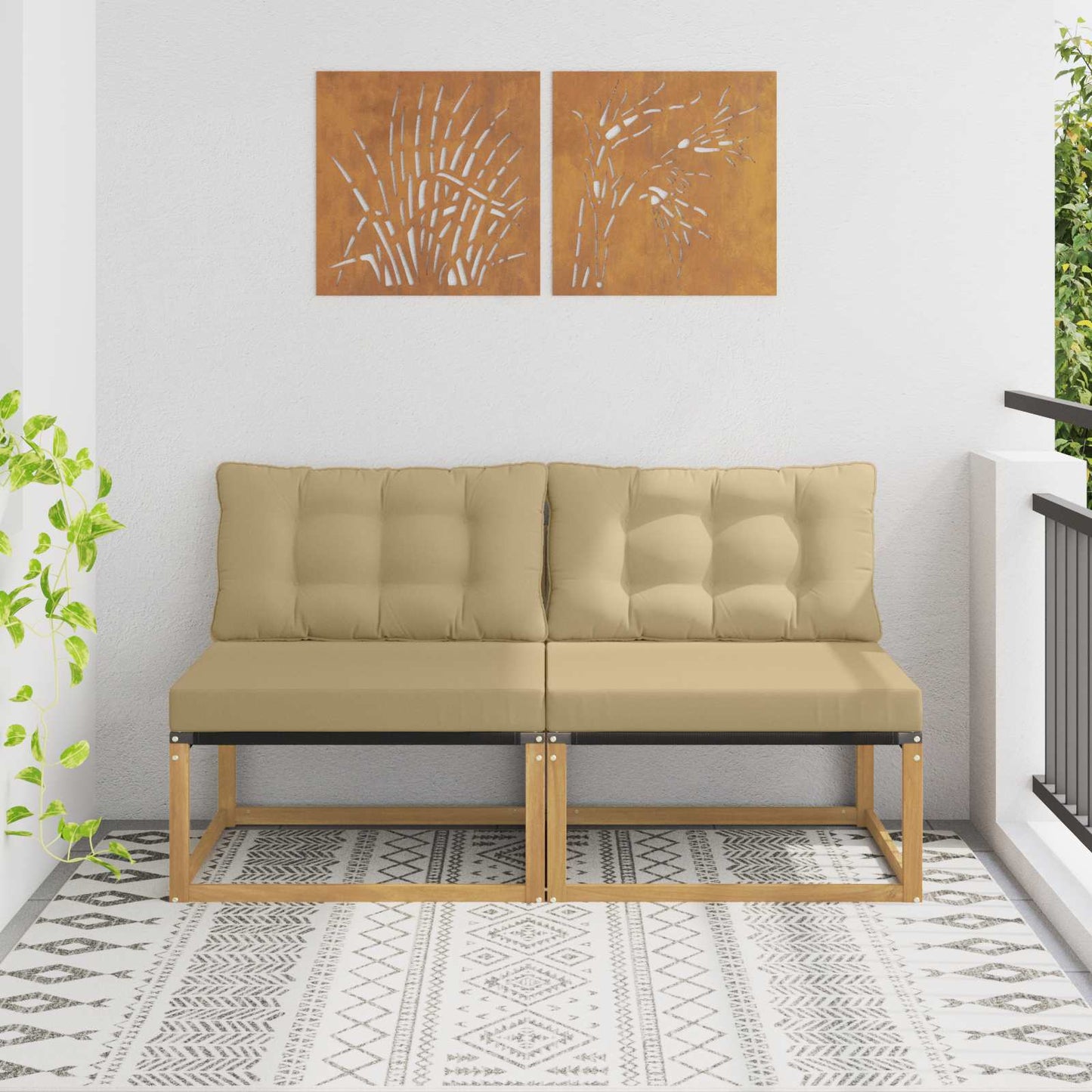 Buiten Midden Sofa Massief Acaciahout en Textilene Wit is nu te koop bij PeponiXL, paradijselijk wonen!