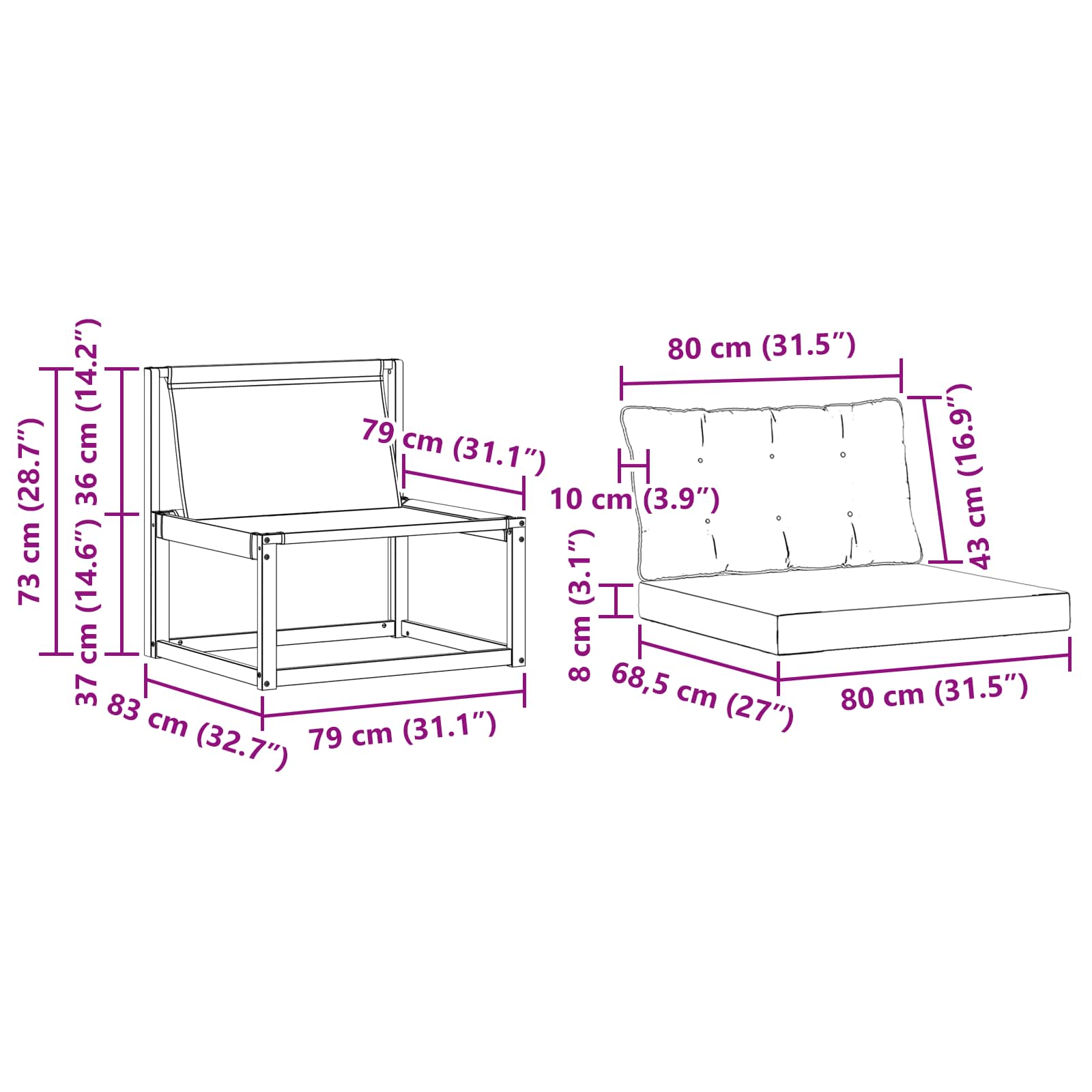 Buiten Midden Sofa Massief Acaciahout en Textilene Wit is nu te koop bij PeponiXL, paradijselijk wonen!