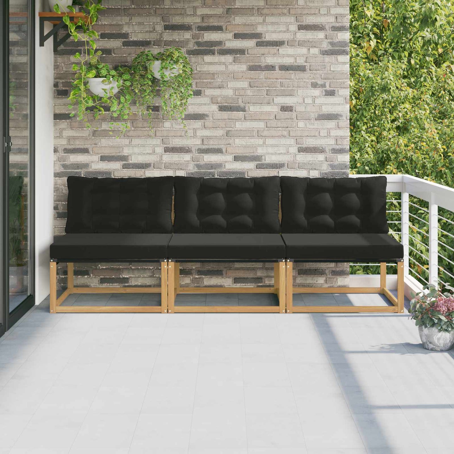 Buiten Midden Sofa Massief Acaciahout en Textilene Wit is nu te koop bij PeponiXL, paradijselijk wonen!