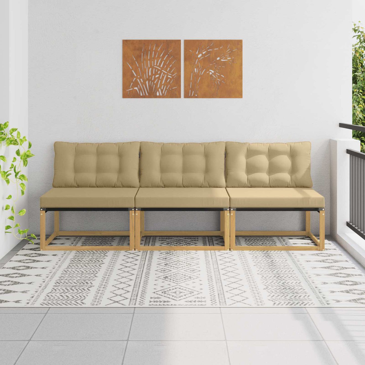 Buiten Midden Sofa Massief Acaciahout en Textilene Wit is nu te koop bij PeponiXL, paradijselijk wonen!