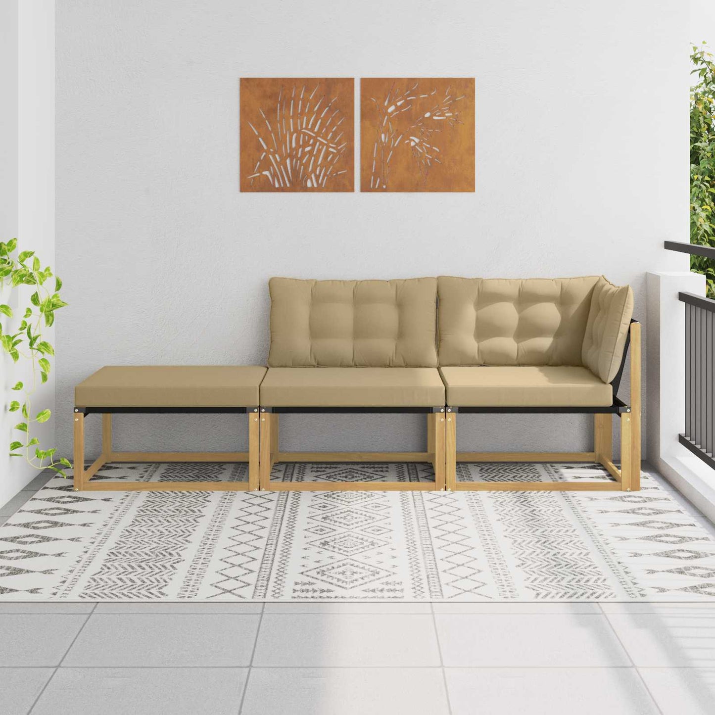 Sectie Sofa Eenheden met kussen Wit 241,5 x 83 x 73 cm is nu te koop bij PeponiXL, paradijselijk wonen!