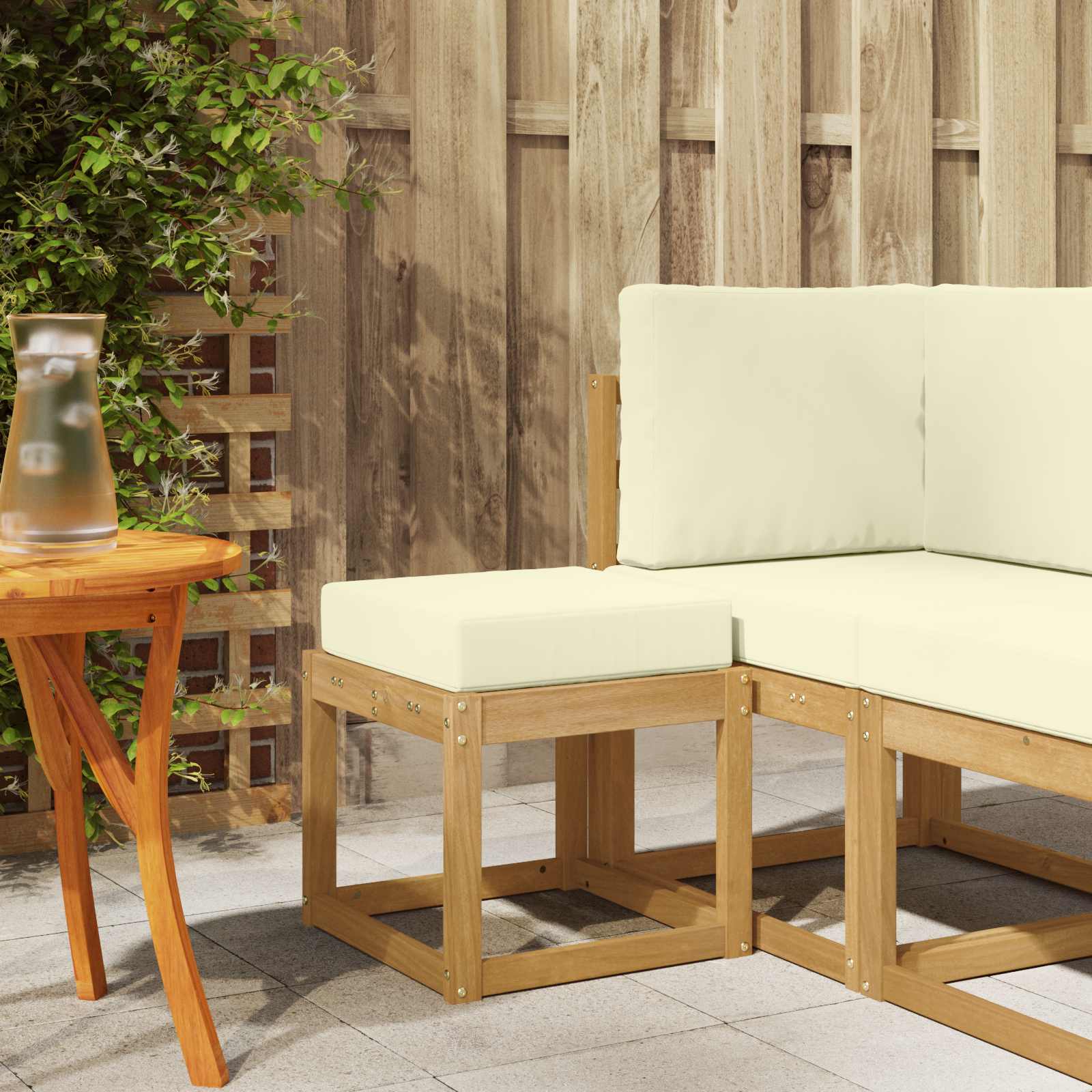 Buitenstoolbank Wit 43 x 43 x 45 cm Massief Acaciahout is nu te koop bij PeponiXL, paradijselijk wonen!