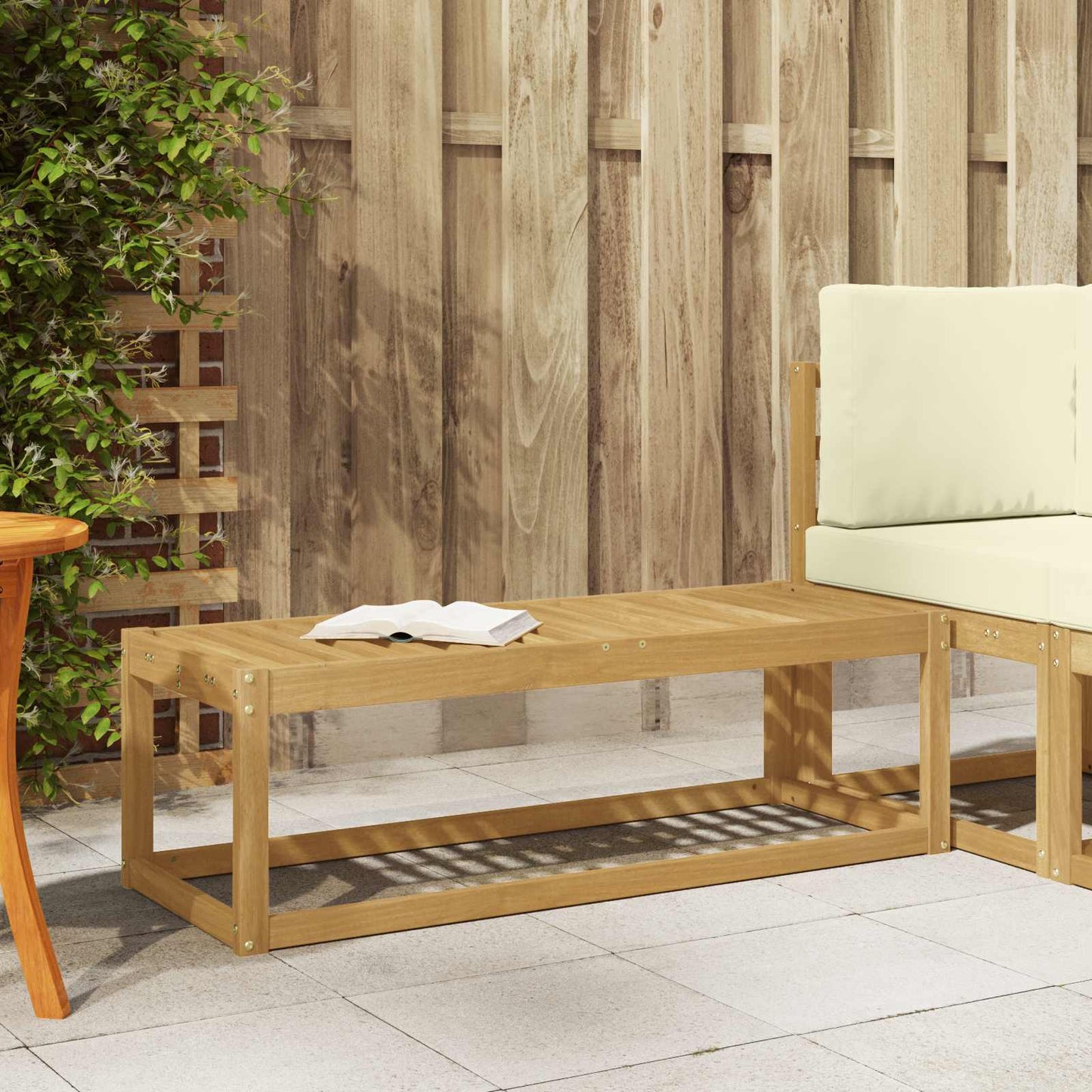 Buitenstoolbank Wit 115 x 43 x 37 cm Massief Acaciahout