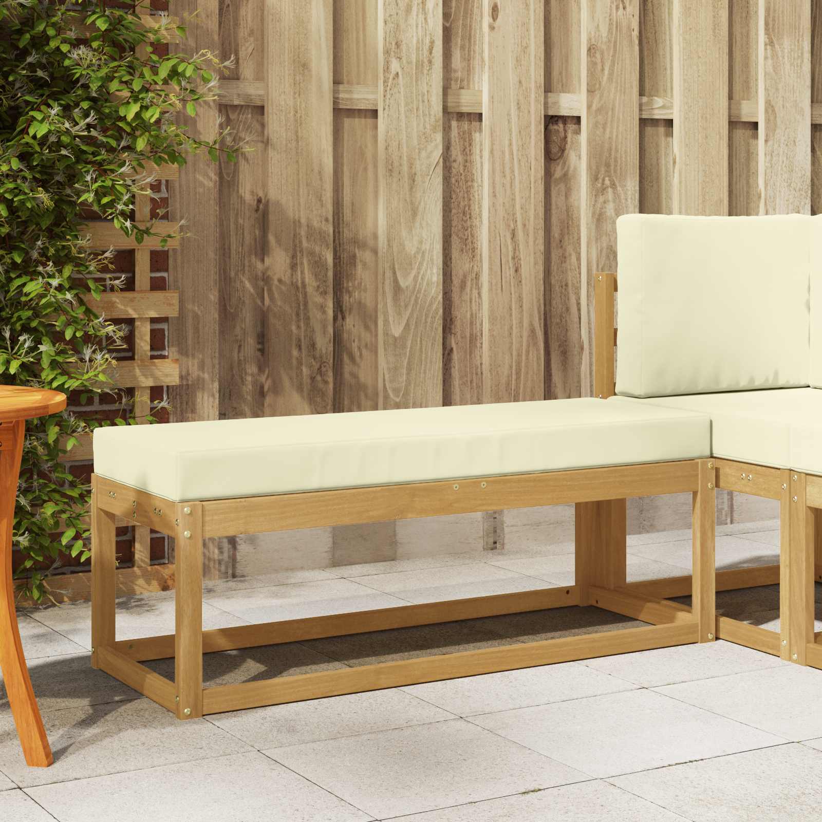 Buitenstoolbank Wit 115 x 43 x 45 cm Massief Acaciahout is nu te koop bij PeponiXL, paradijselijk wonen!