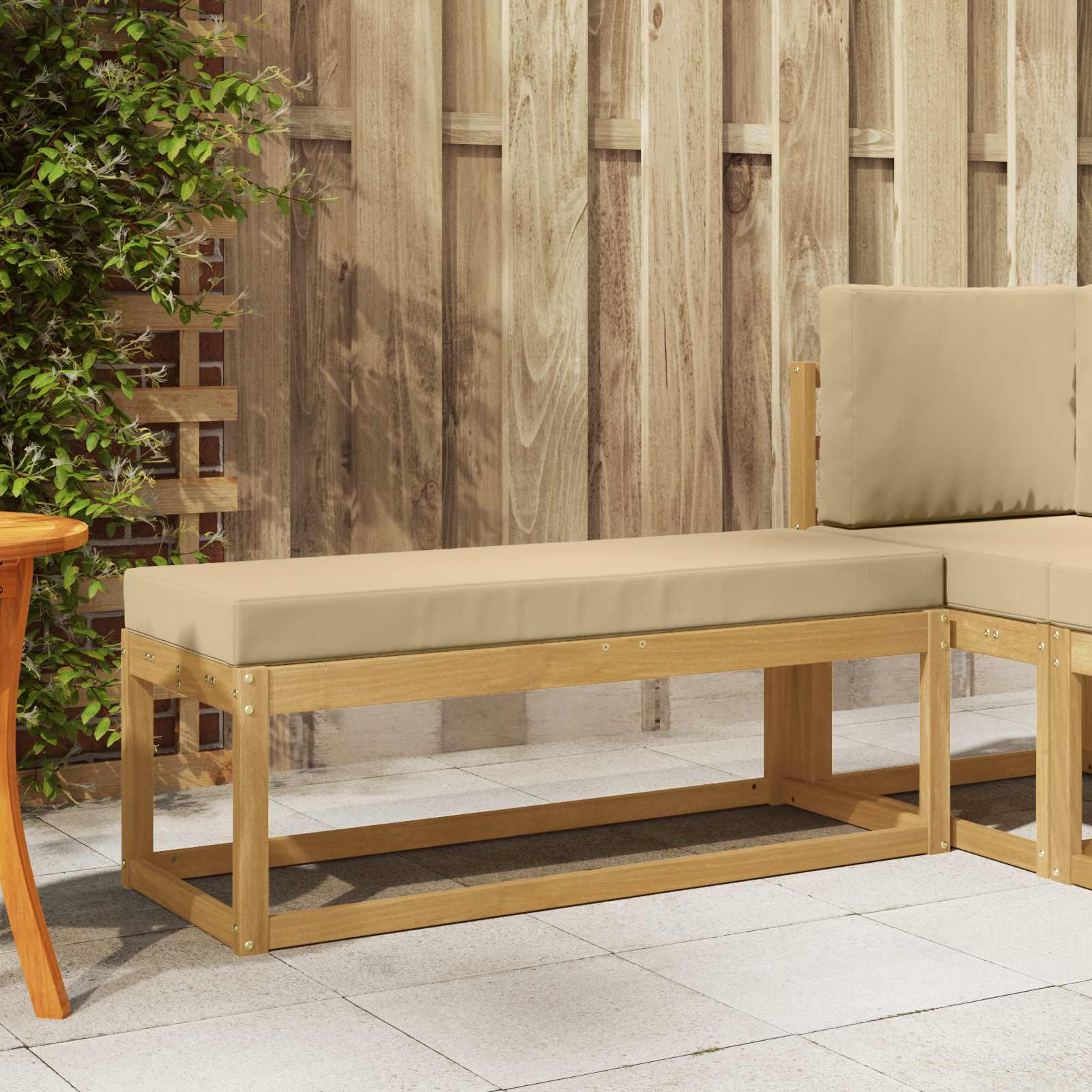 Buitenstoolbank Wit 115 x 43 x 45 cm Massief Acaciahout is nu te koop bij PeponiXL, paradijselijk wonen!