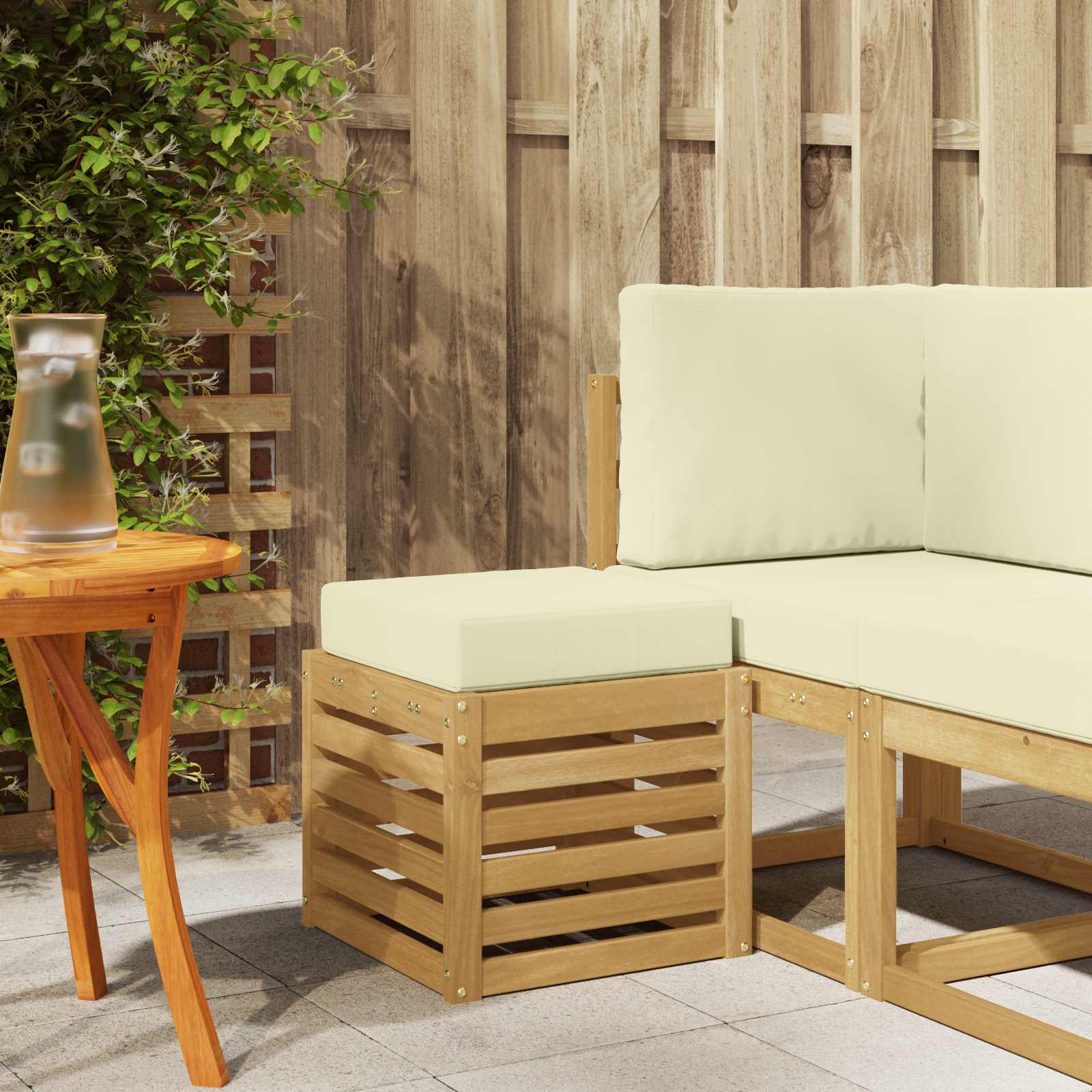 Buitenstoolbank Wit 43 x 43 x 45 cm Massief Acaciahout is nu te koop bij PeponiXL, paradijselijk wonen!