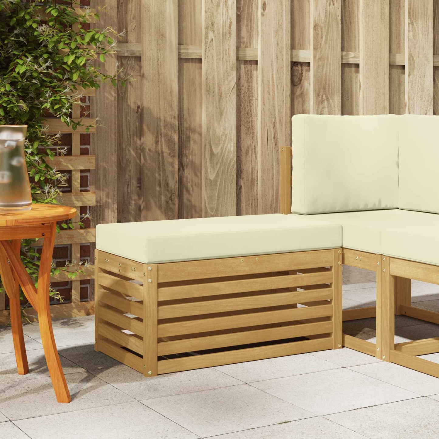 Buitenstoolbank Wit 80 x 43 x 45 cm Massief Acaciahout is nu te koop bij PeponiXL, paradijselijk wonen!