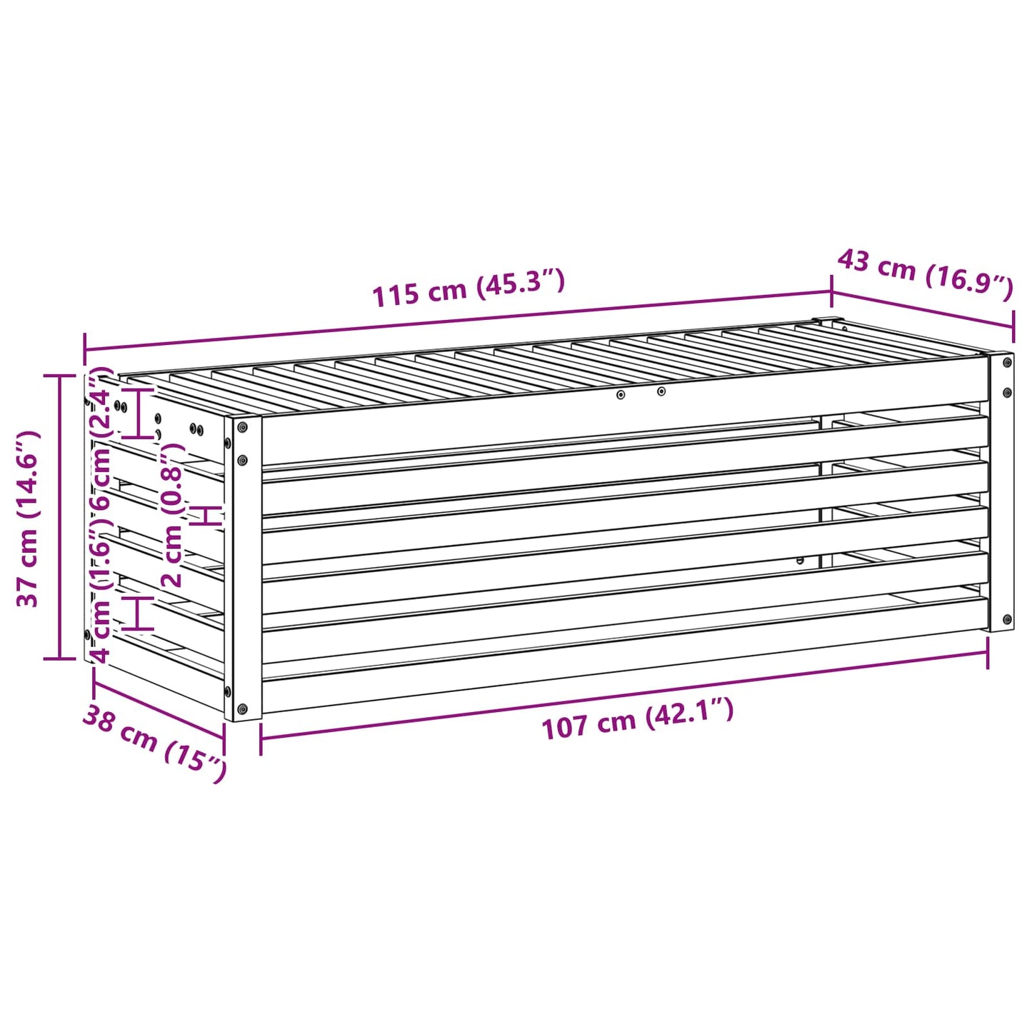 Buitenstoolbank Wit 115 x 43 x 37 cm Massief Acaciahout