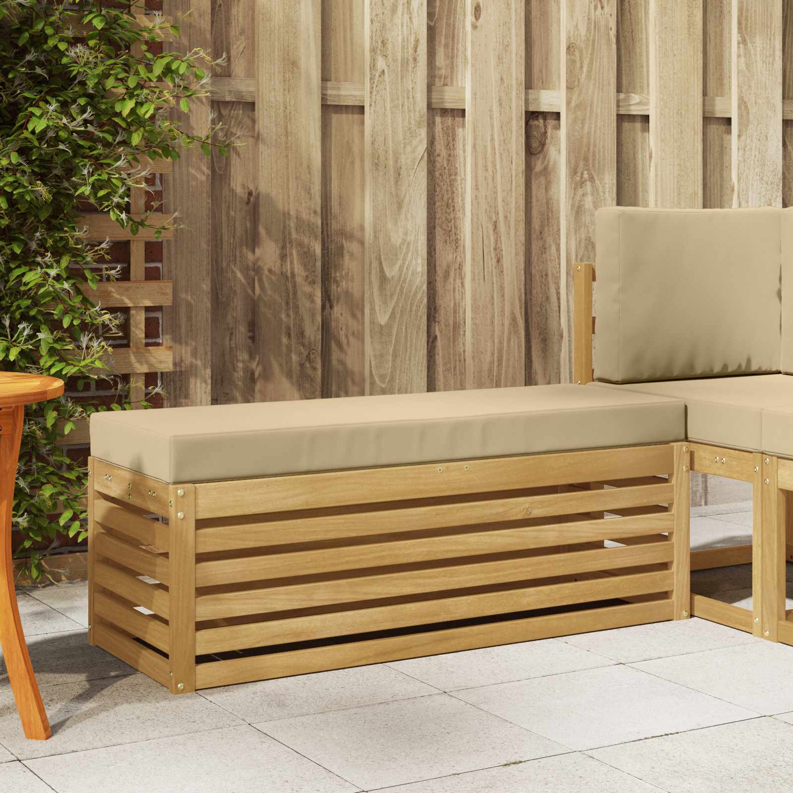 Buitenstoolbank Wit 115 x 43 x 45 cm Massief Acaciahout is nu te koop bij PeponiXL, paradijselijk wonen!