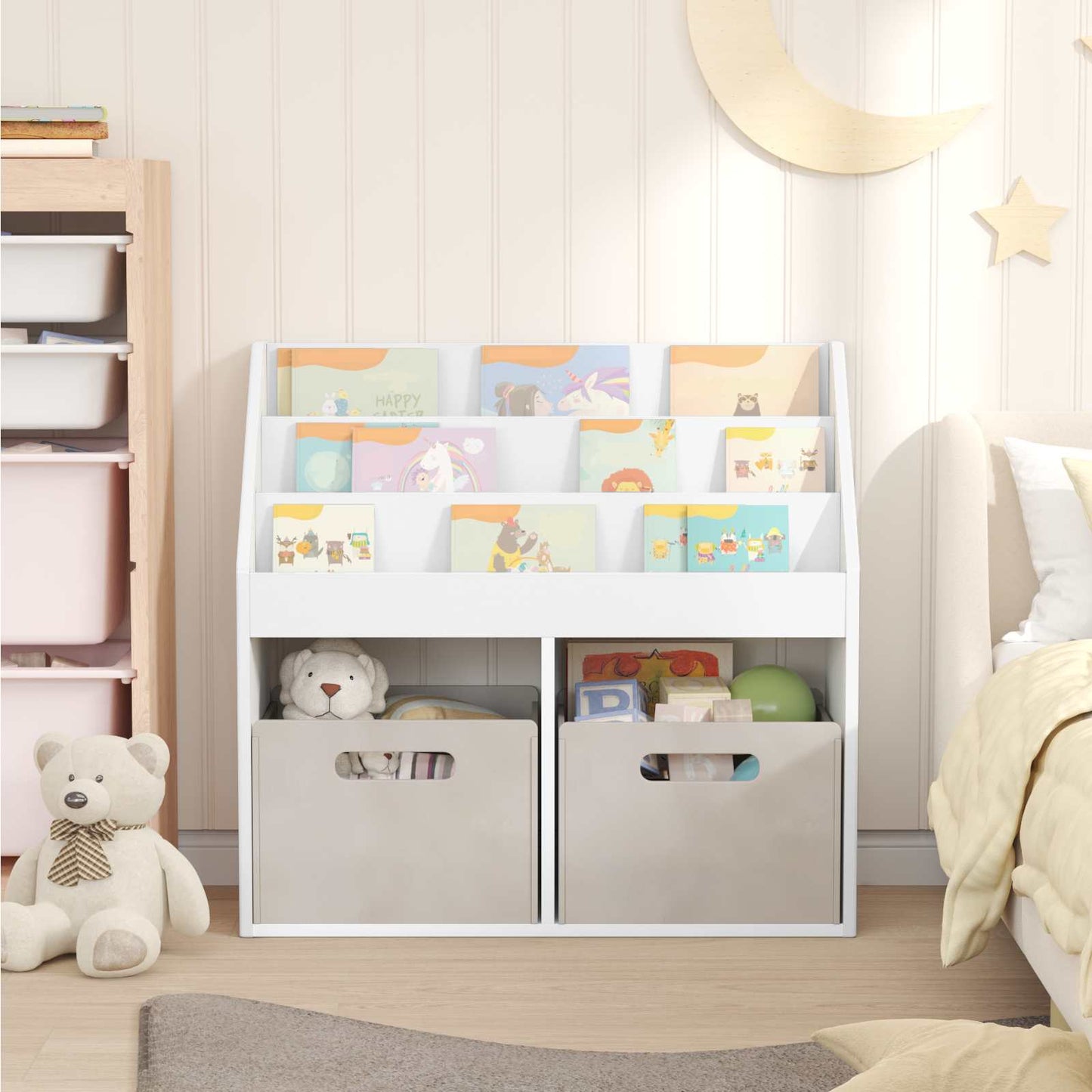 Kinderen Boekenkast Wit 72,5 x 29,5 x 69 cm Bewerkt hout is nu te koop bij PeponiXL, paradijselijk wonen!