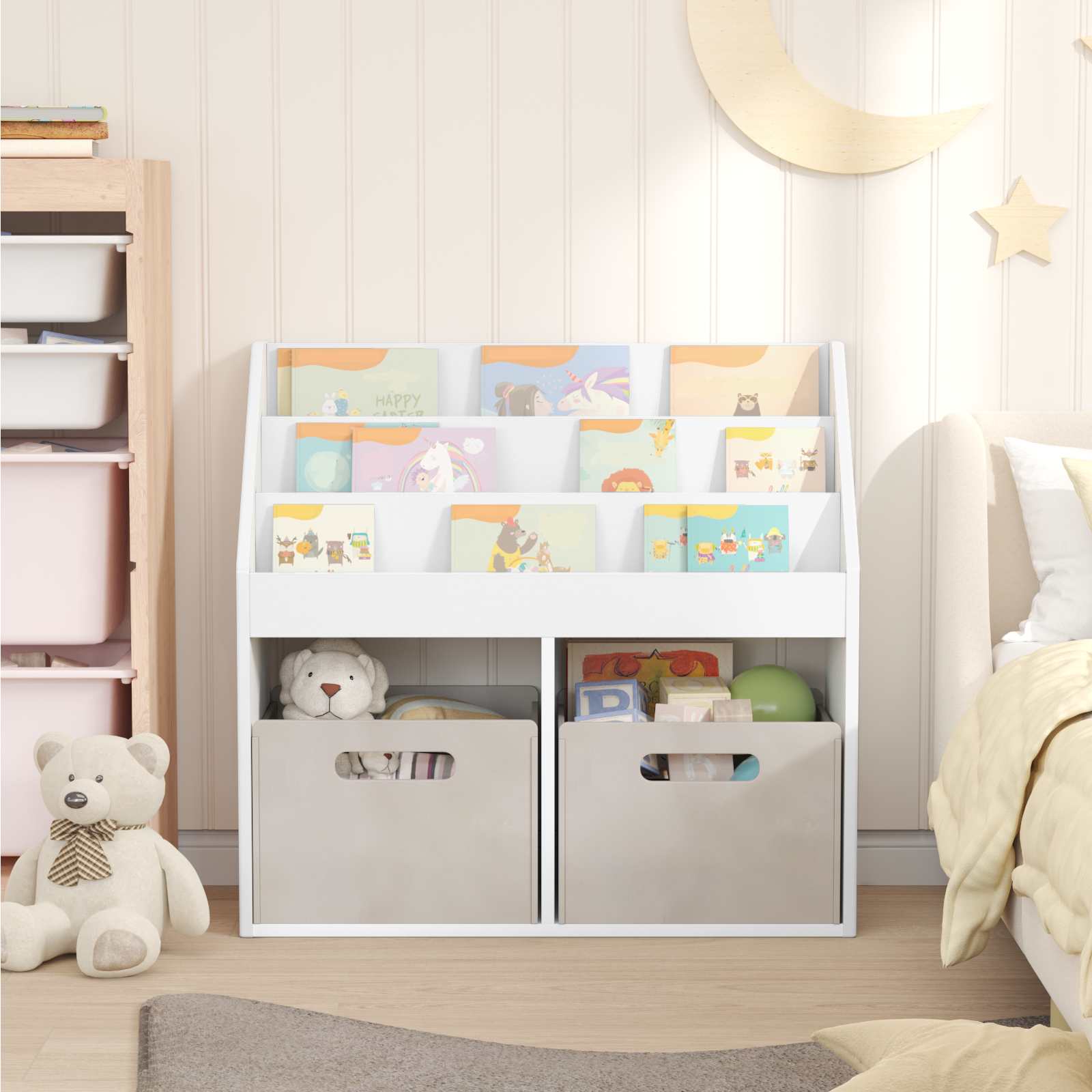 Kinderen Boekenkast Wit 72,5 x 29,5 x 69 cm Bewerkt hout is nu te koop bij PeponiXL, paradijselijk wonen!